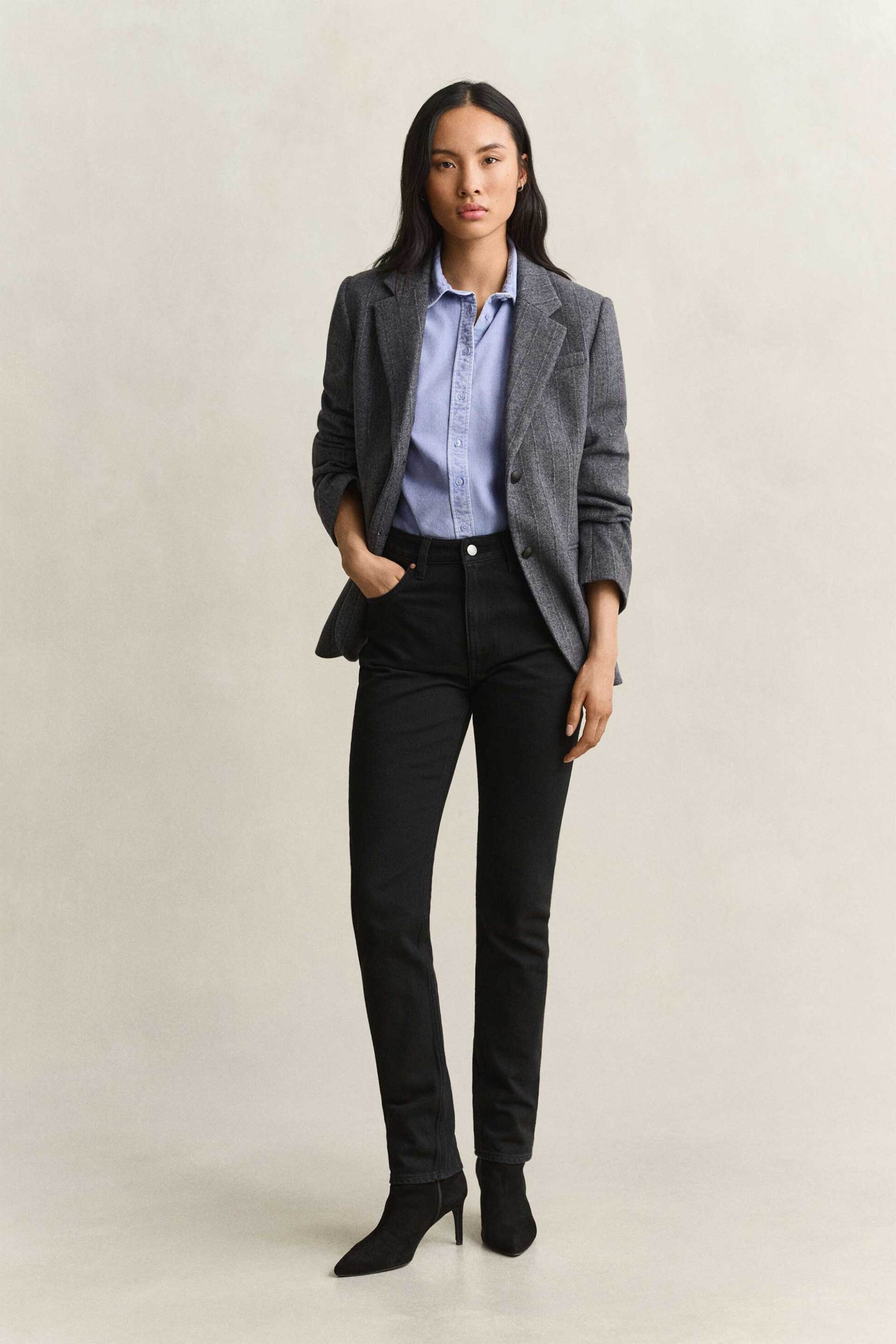 Gant γυναικείο κοτλέ πουκάμισο μονόχρωμο Regular Fit - 4300672 Μπλε Misty