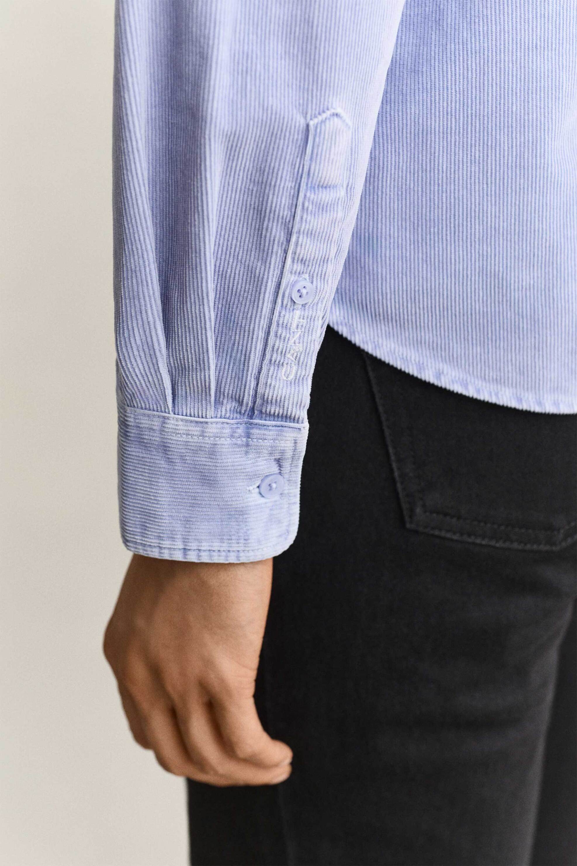 Gant Γυναικείο Κοτλέ Πουκάμισο Μονόχρωμο Regular Fit - 4300672 Μπλε Misty