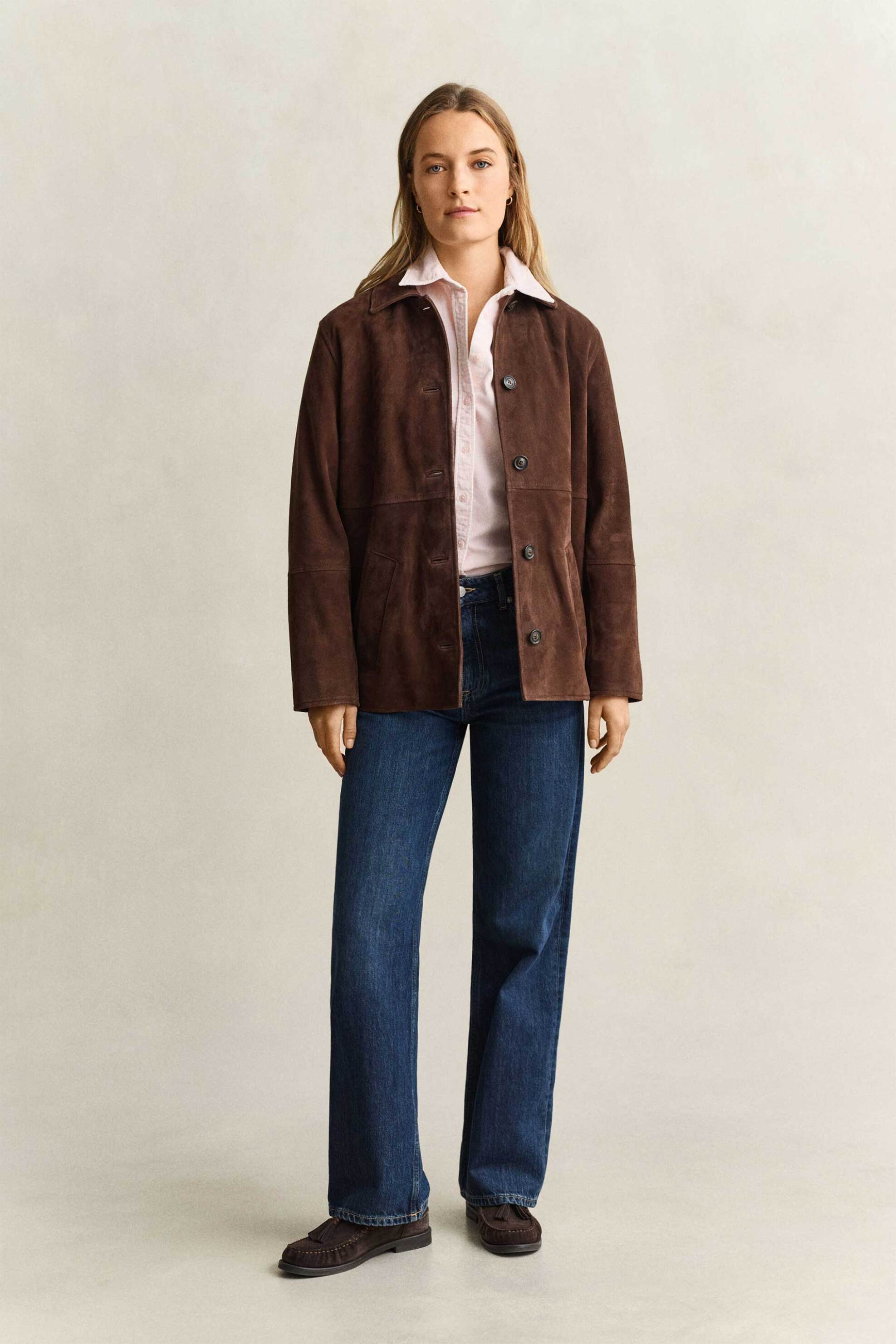 Gant γυναικείο κοτλέ πουκάμισο μονόχρωμο Regular Fit - 4300672 Ροζ