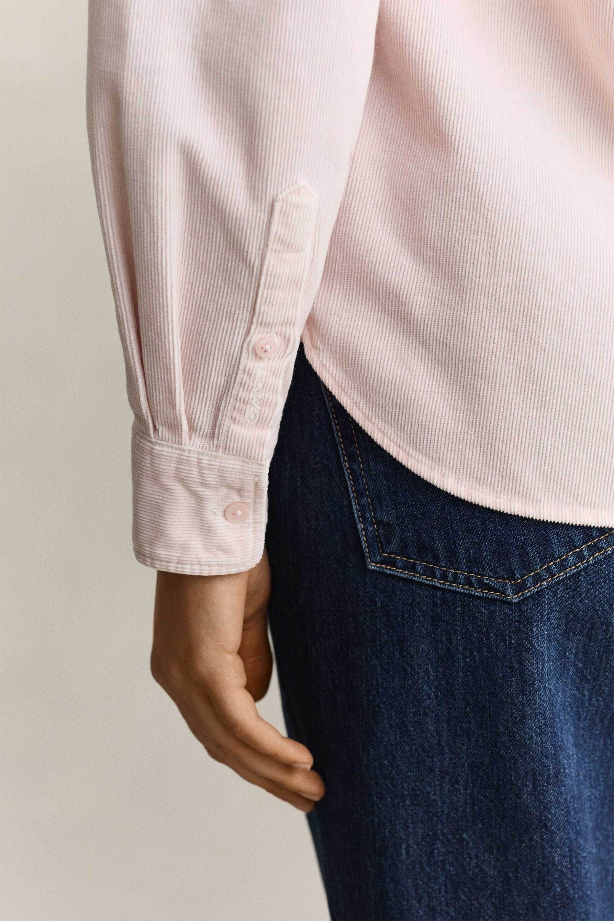 Gant Γυναικείο Κοτλέ Πουκάμισο Μονόχρωμο Regular Fit - 4300672 Ροζ