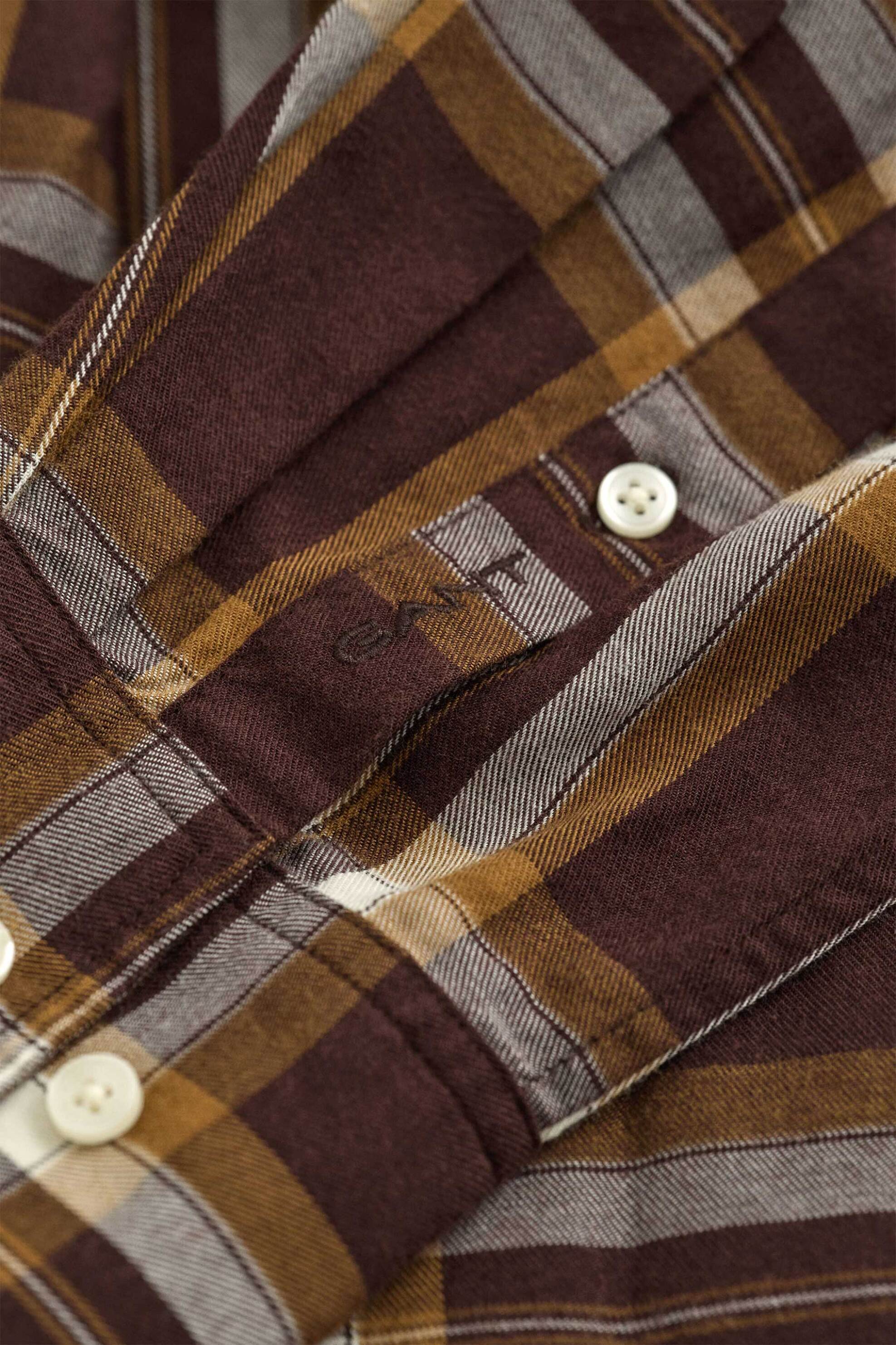 Gant γυναικείο πουκάμισο flannel button down με καρό σχέδιο και τσέπη Relaxed Fit - 4300673 Καφέ Σκούρο