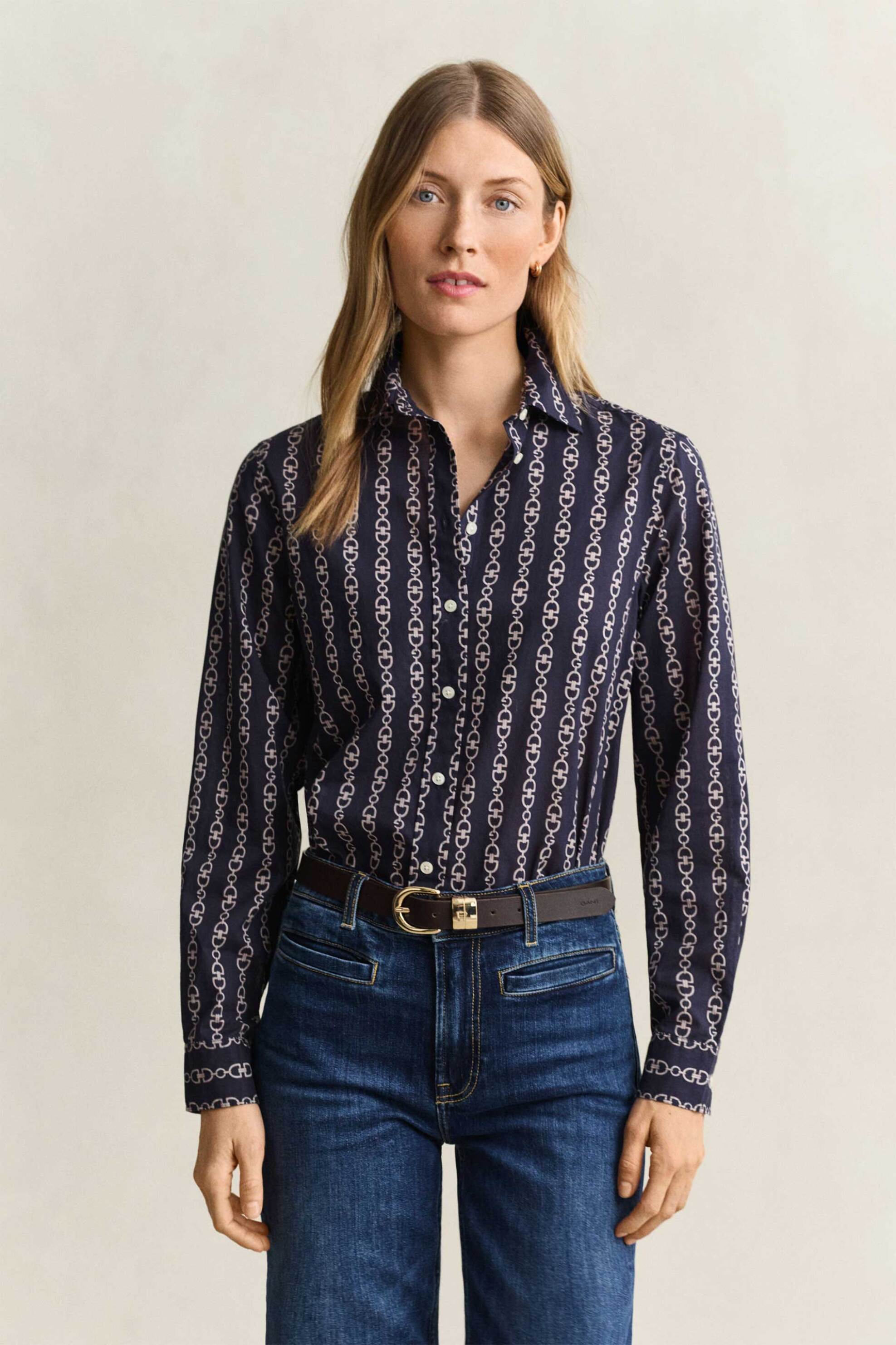 Gant γυναικείο πουκάμισο με all-over print Regular Fit - 4300684 Μπλε Σκούρο
