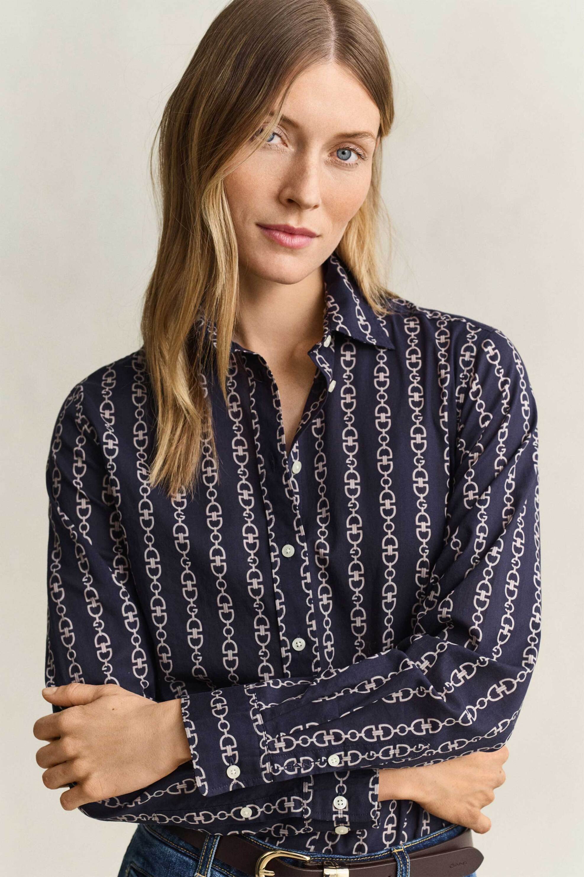 Gant γυναικείο πουκάμισο με all-over print Regular Fit - 4300684 Μπλε Σκούρο