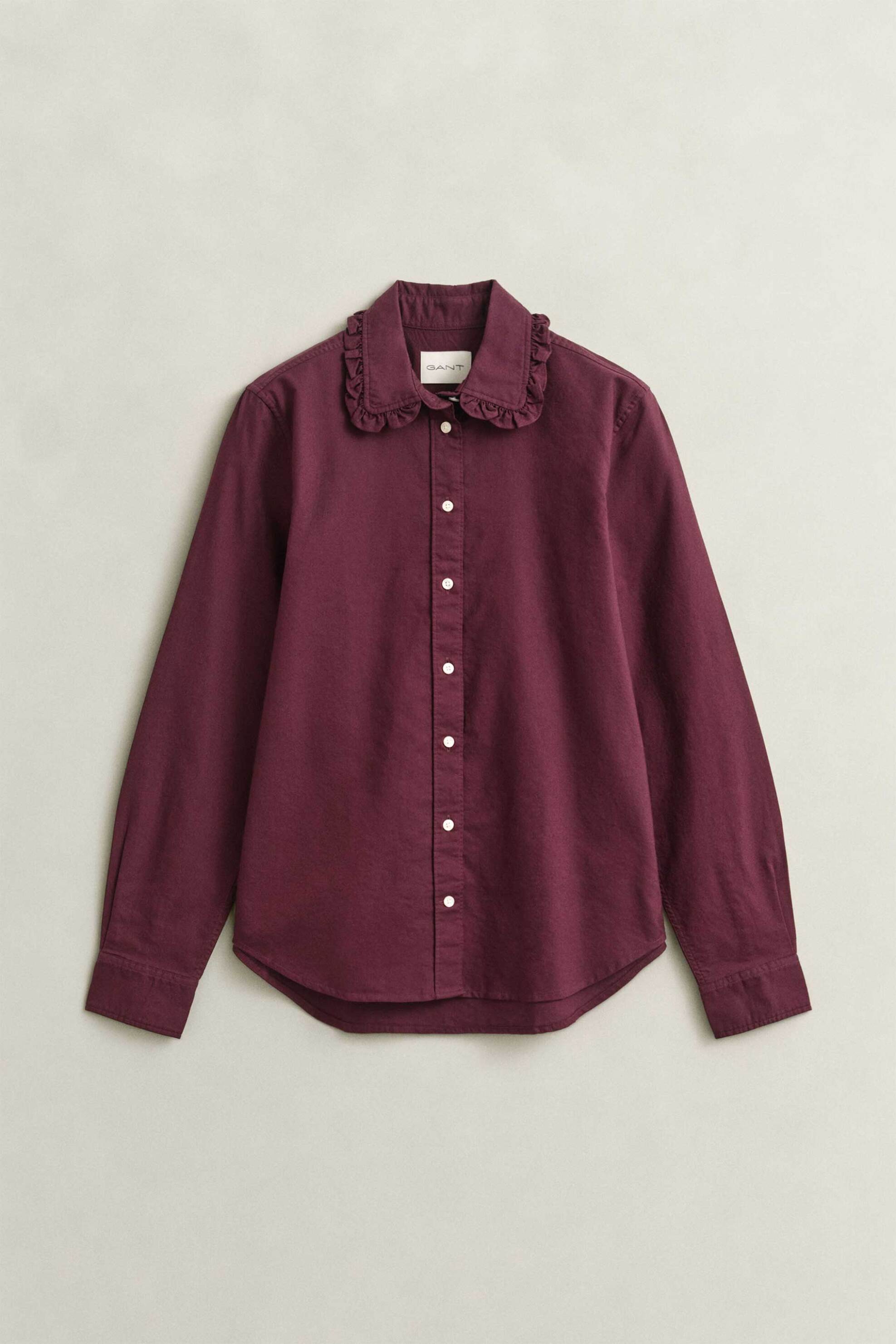 Gant γυναικείο πουκάμισο oxford με βολάν στο γιακά Regular Fit - 4300729 Μπορντό Σκούρο
