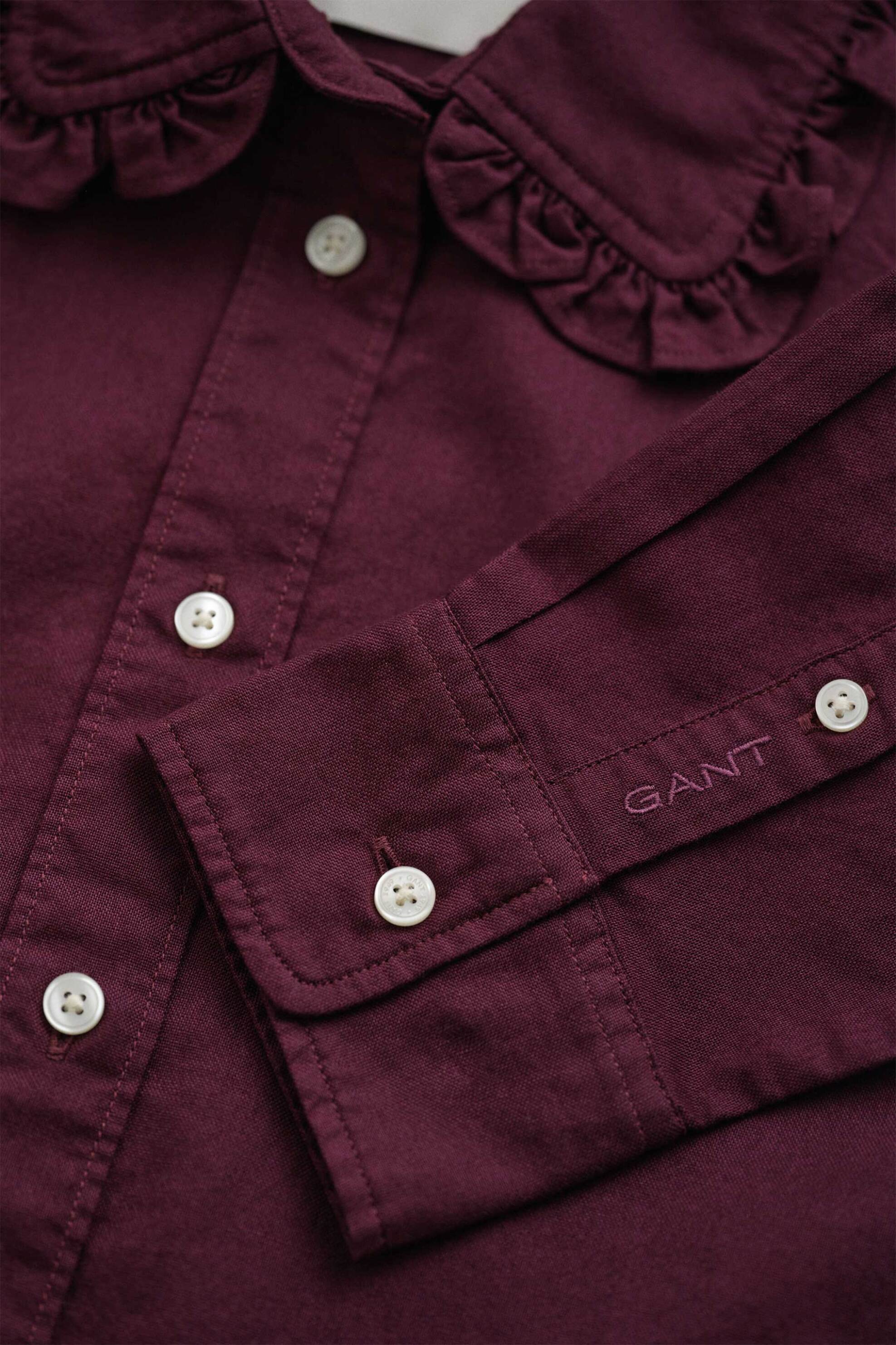 Gant Γυναικείο Πουκάμισο Oxford με Βολάν Στο Γιακά Regular Fit - 4300729 Μπορντό Σκούρο