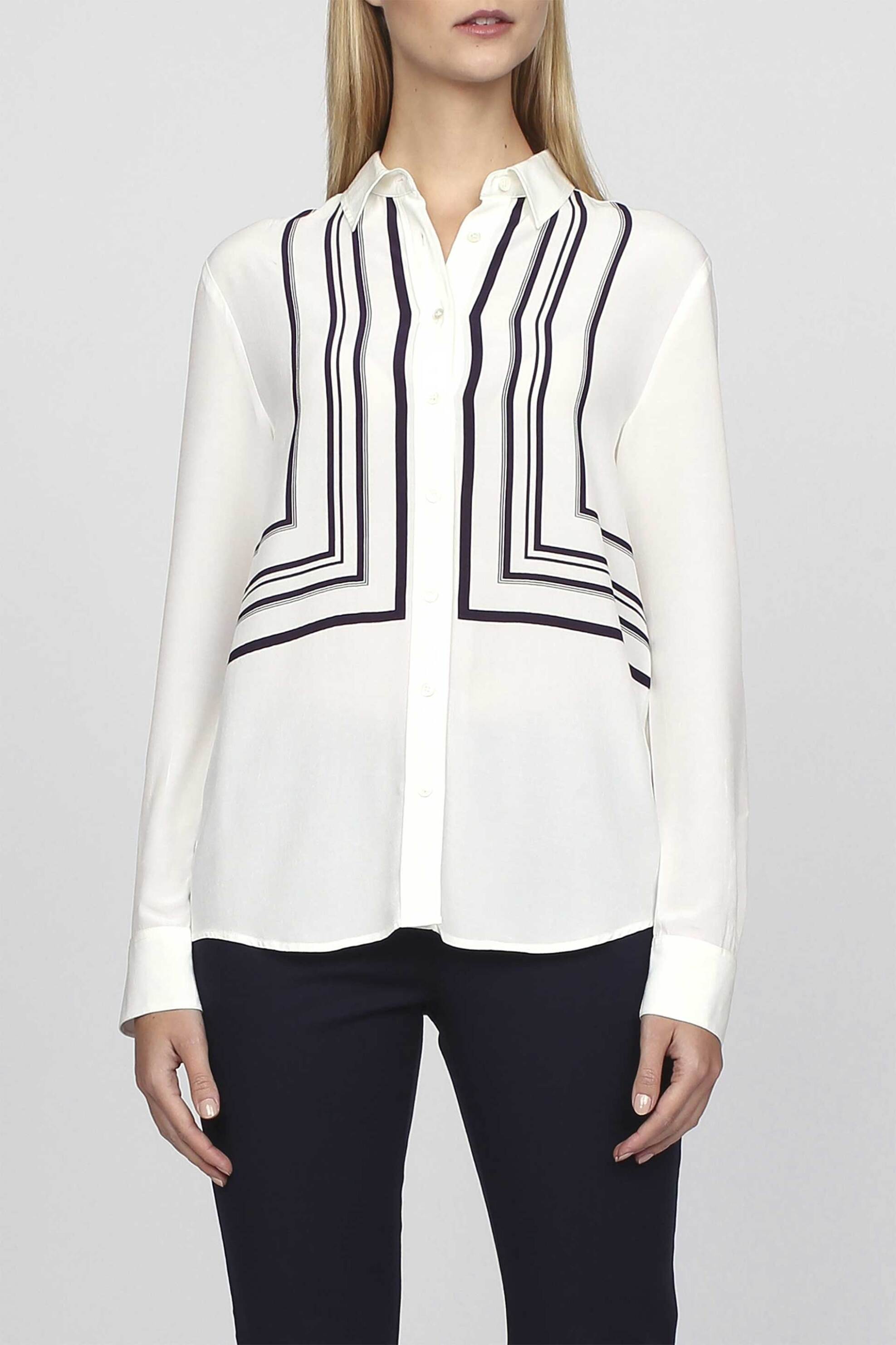 Gant γυναικείο πουκάμισο με all-over contrast geometric pattern - 4301020 Λευκό