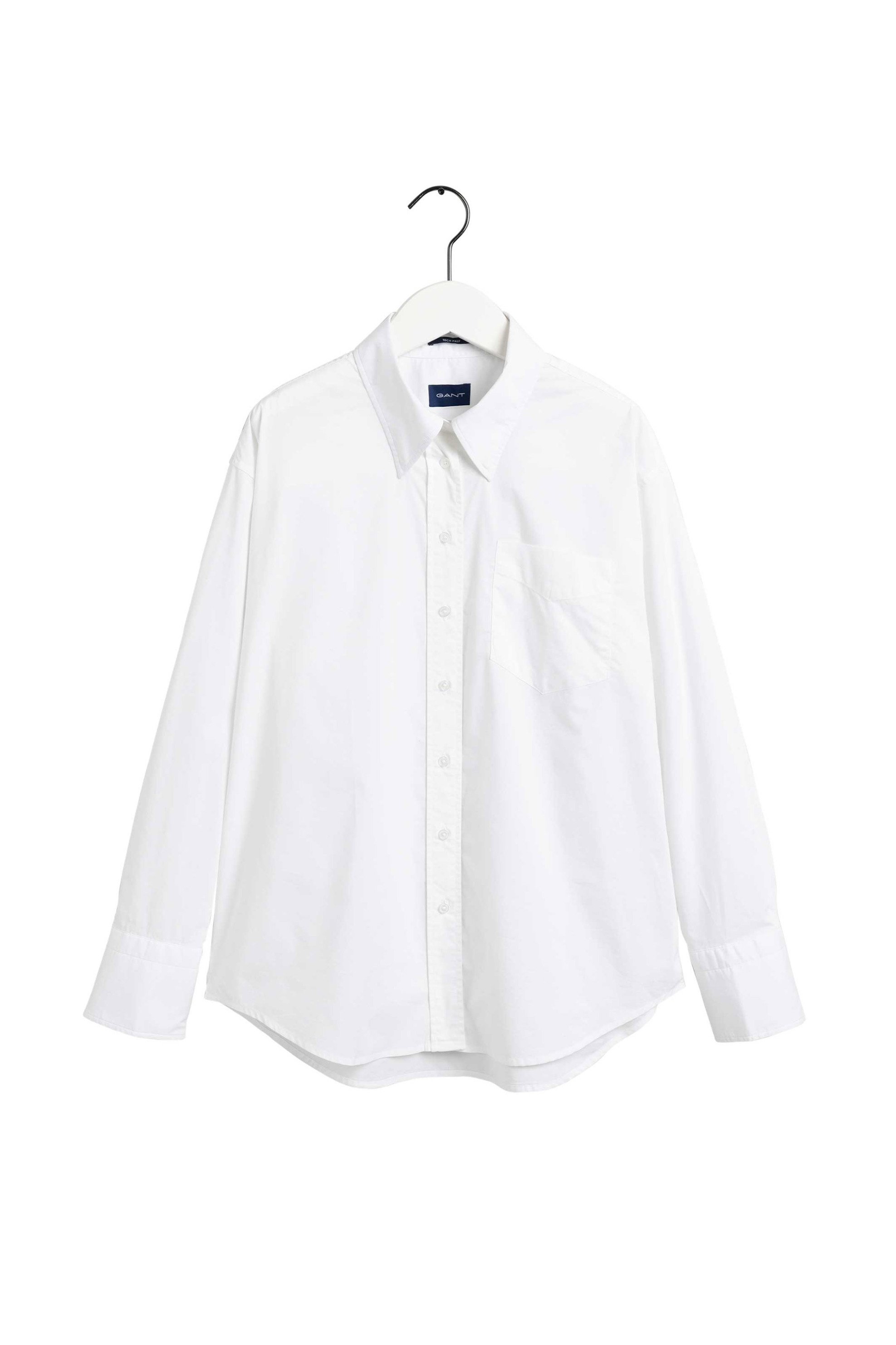 Gant γυναικείο πουκάμισο μονόχρωμο με κεντημένο logo στο μανίκι - 4311150 Λευκό