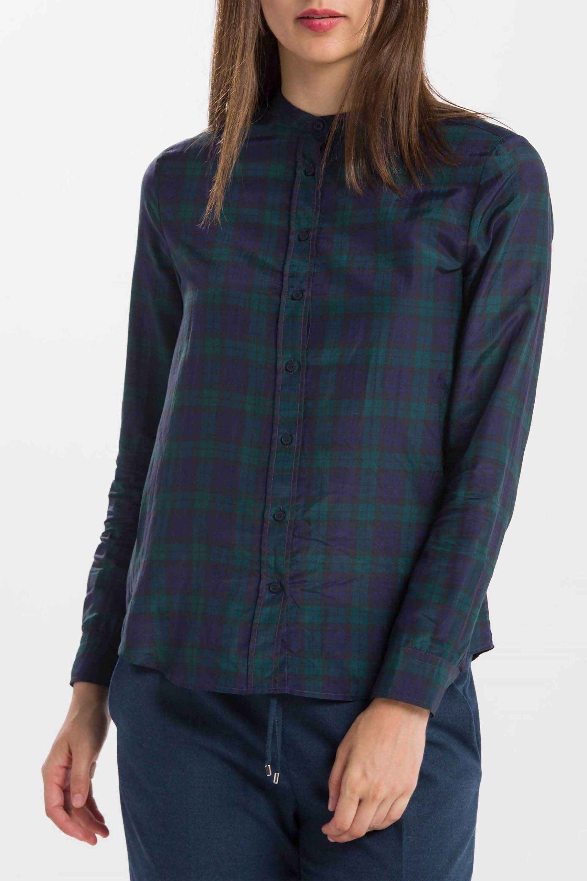 Gant γυναικείο πουκάμισο με all-over καρό σχέδιο και λογότυπο στο μανίκι - 4320059 Μπλε Σκούρο