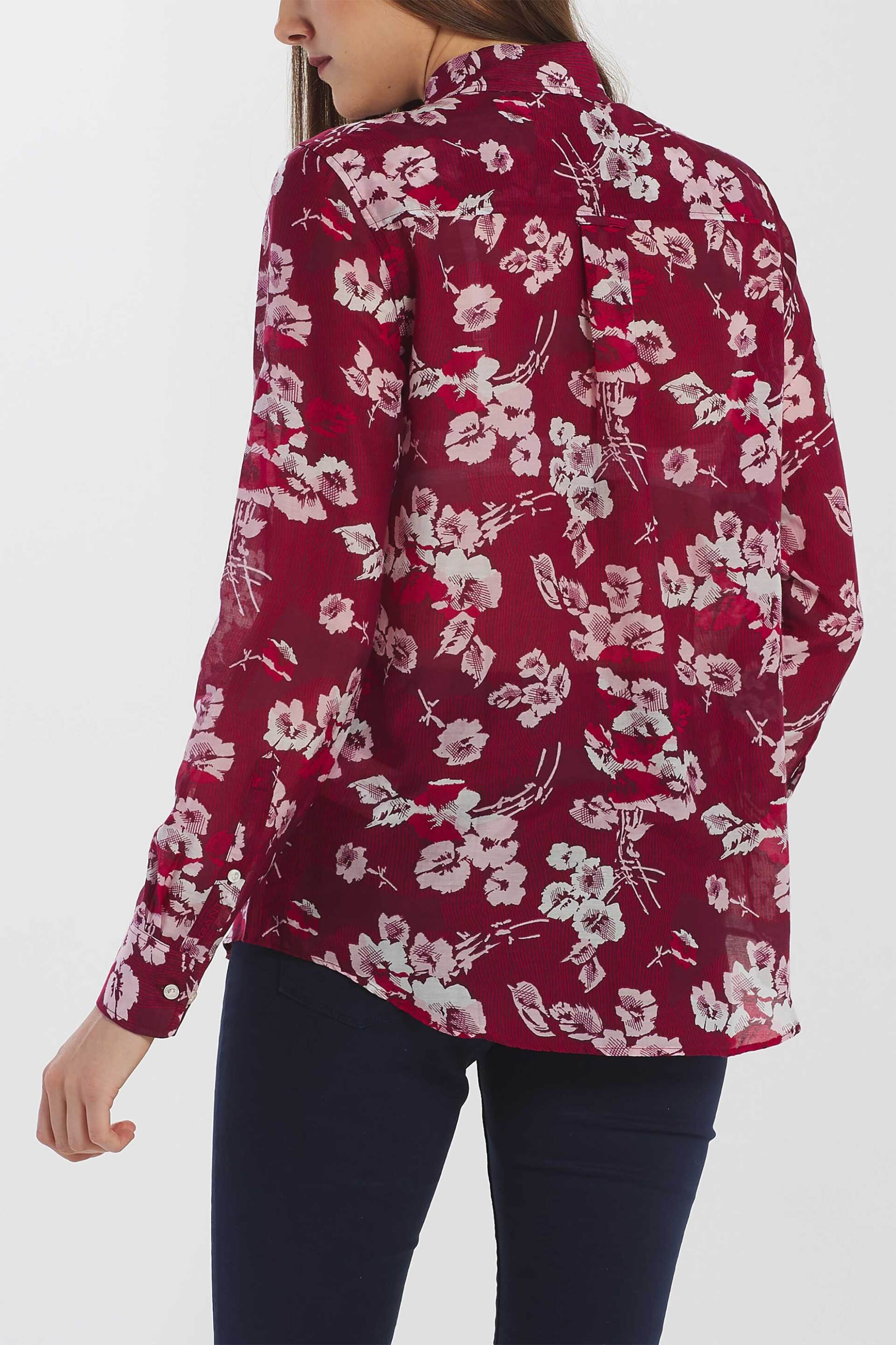 GANT Gant γυναικείο πουκάμισο με all-over floral και ριγέ print - 4320100 Μπορντό - 2