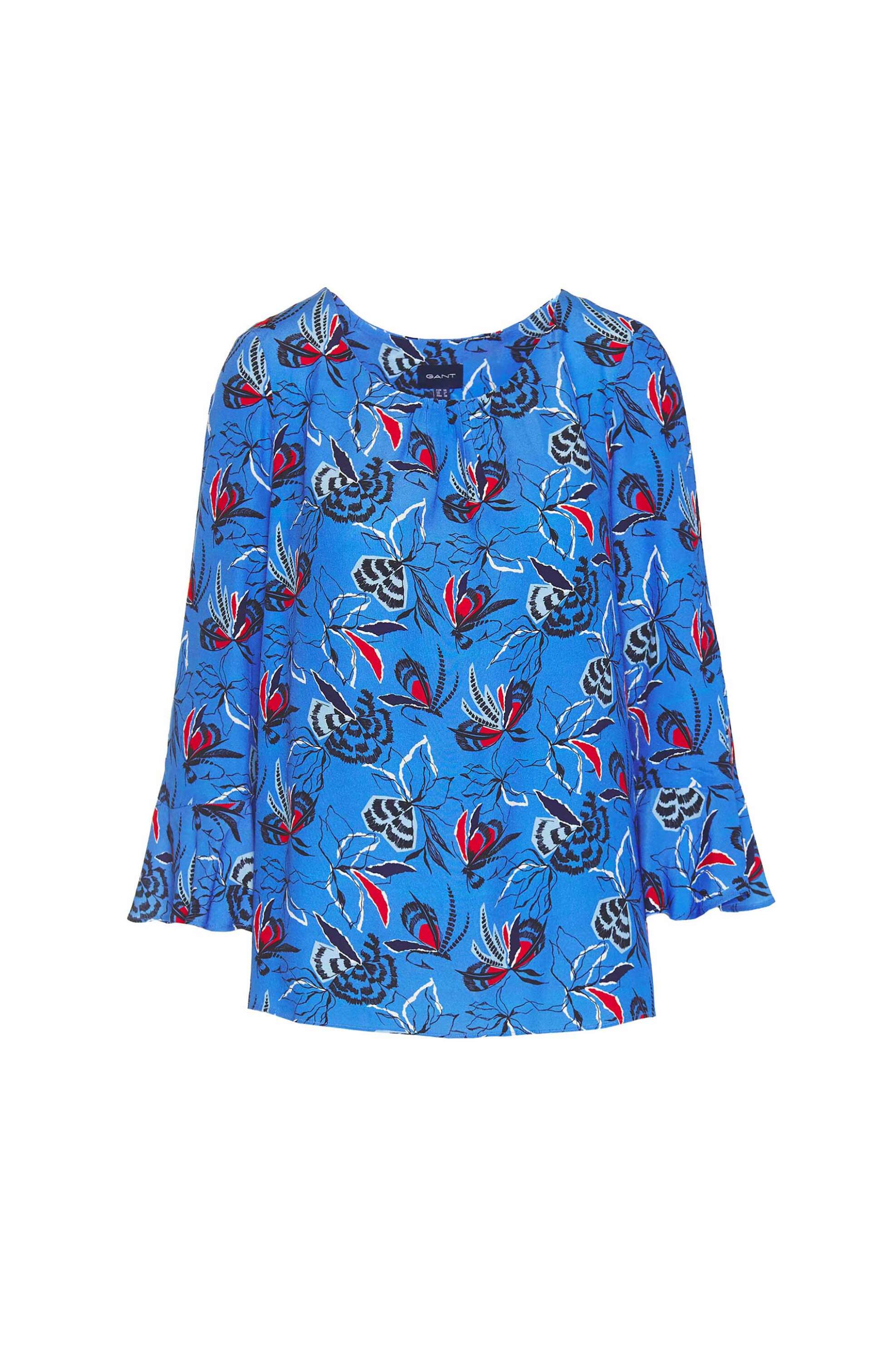 Gant Γυναικεία Μπλούζα με All-Over Floral Και Fly Fish Print Σχέδιο Σούρες - 4320105