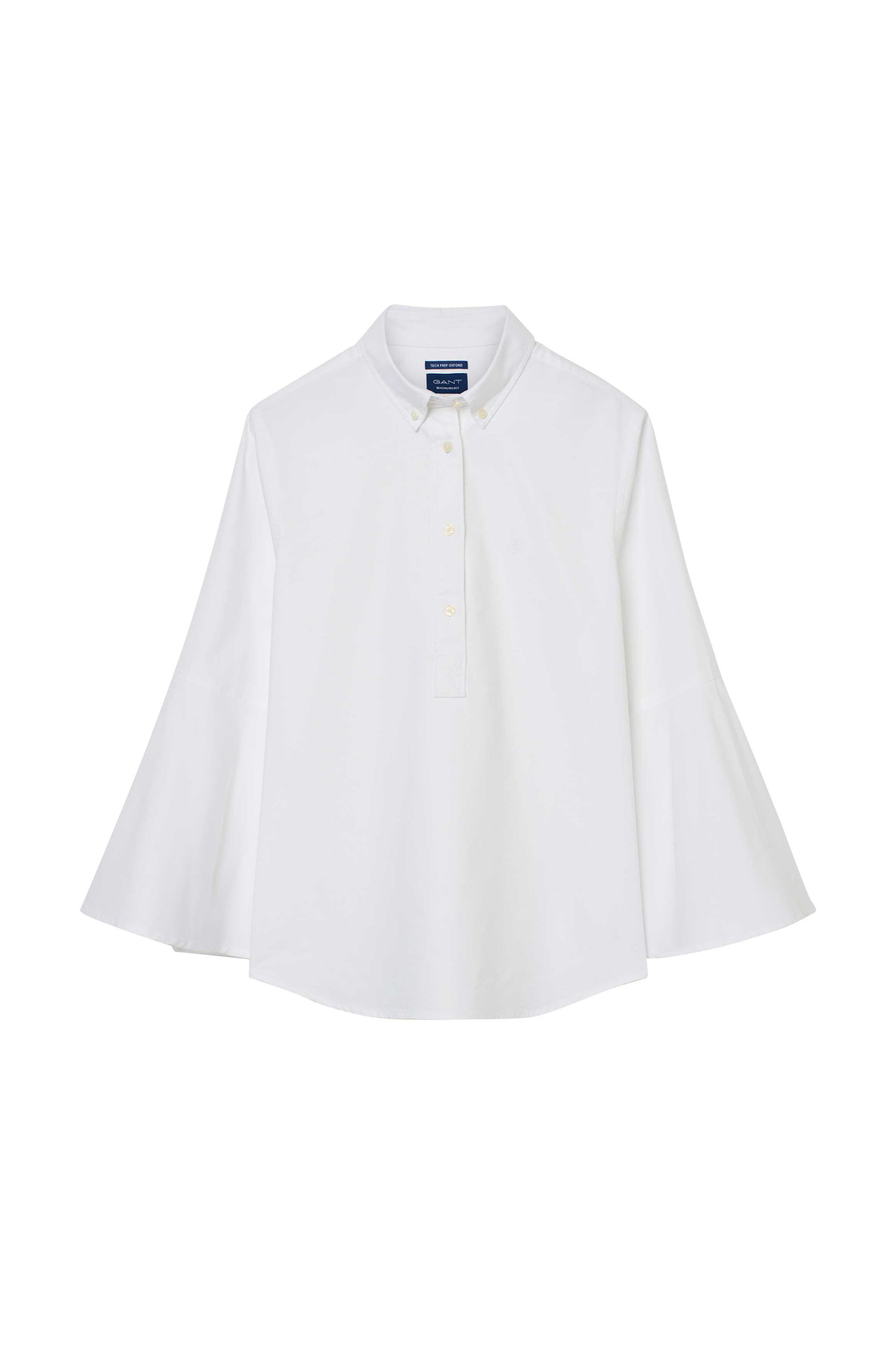 Gant γυναικεία μπλούζα μονόχρωμη με φαρδύ μανίκι και κεντημένο μονόγραμμα - 4321003 Λευκό