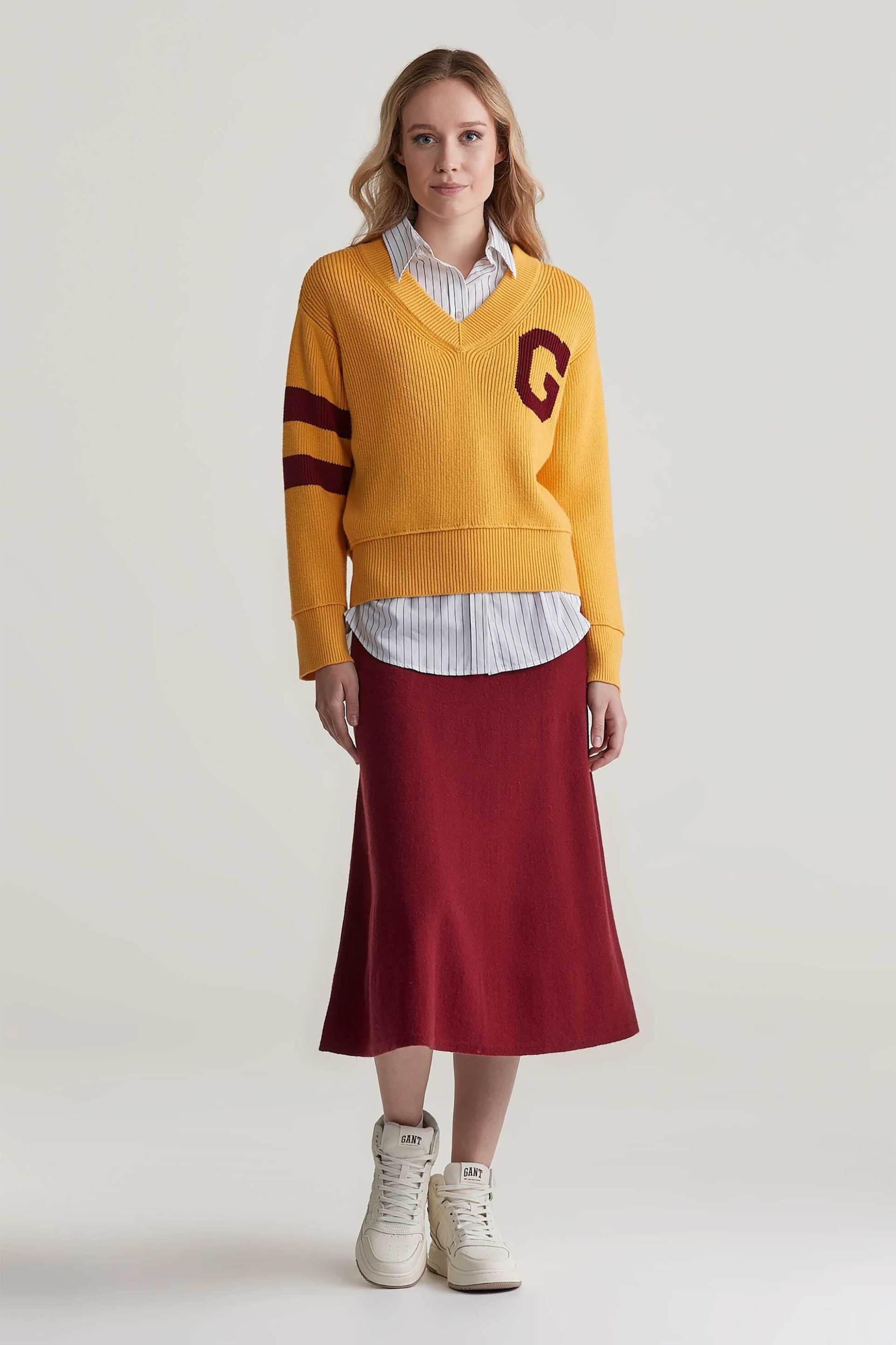 Gant γυναικεία μάλλινη midi φούστα μονόχρωμη Regular Fit