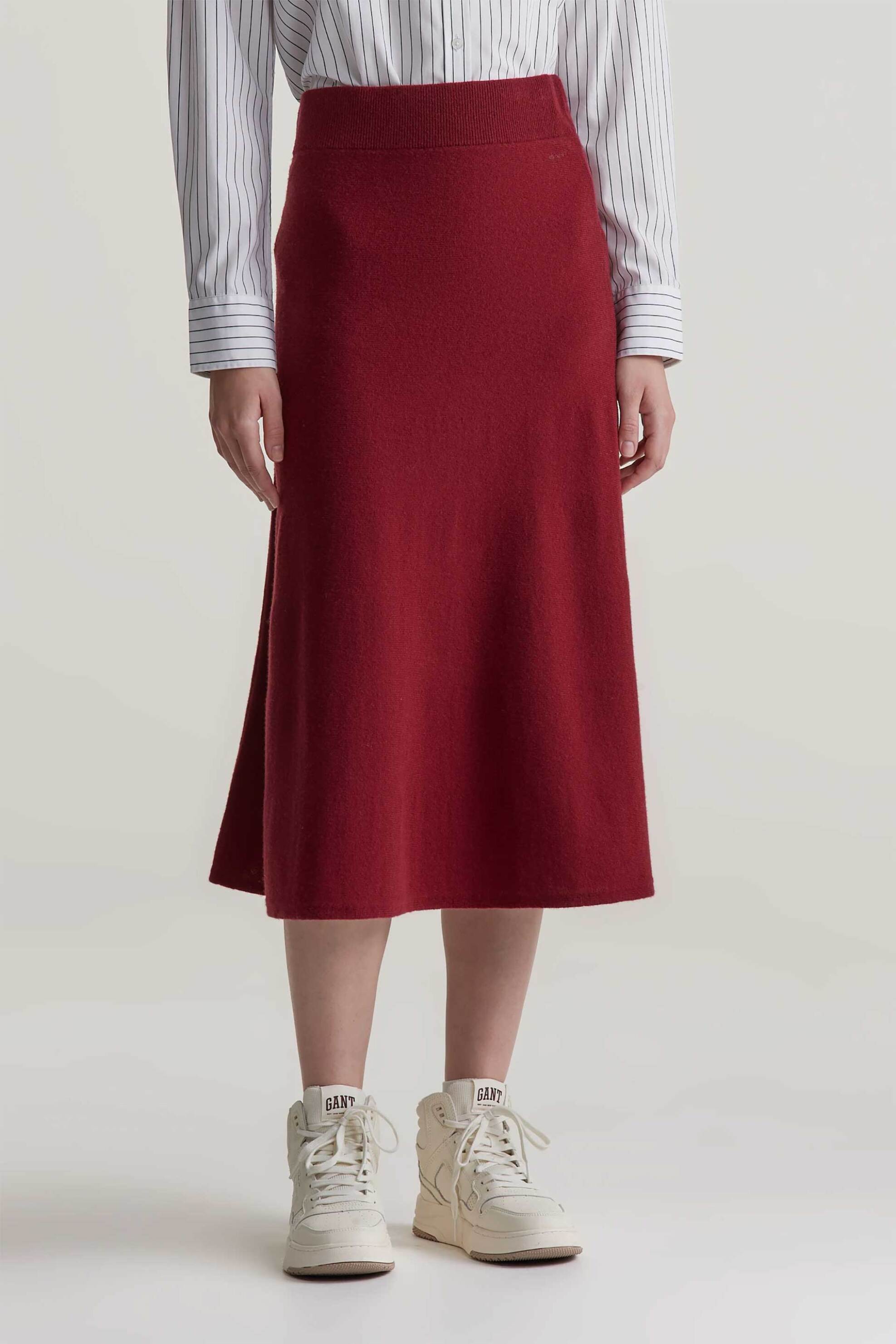 Gant γυναικεία μάλλινη midi φούστα μονόχρωμη Regular Fit - 4400159 Μπορντό