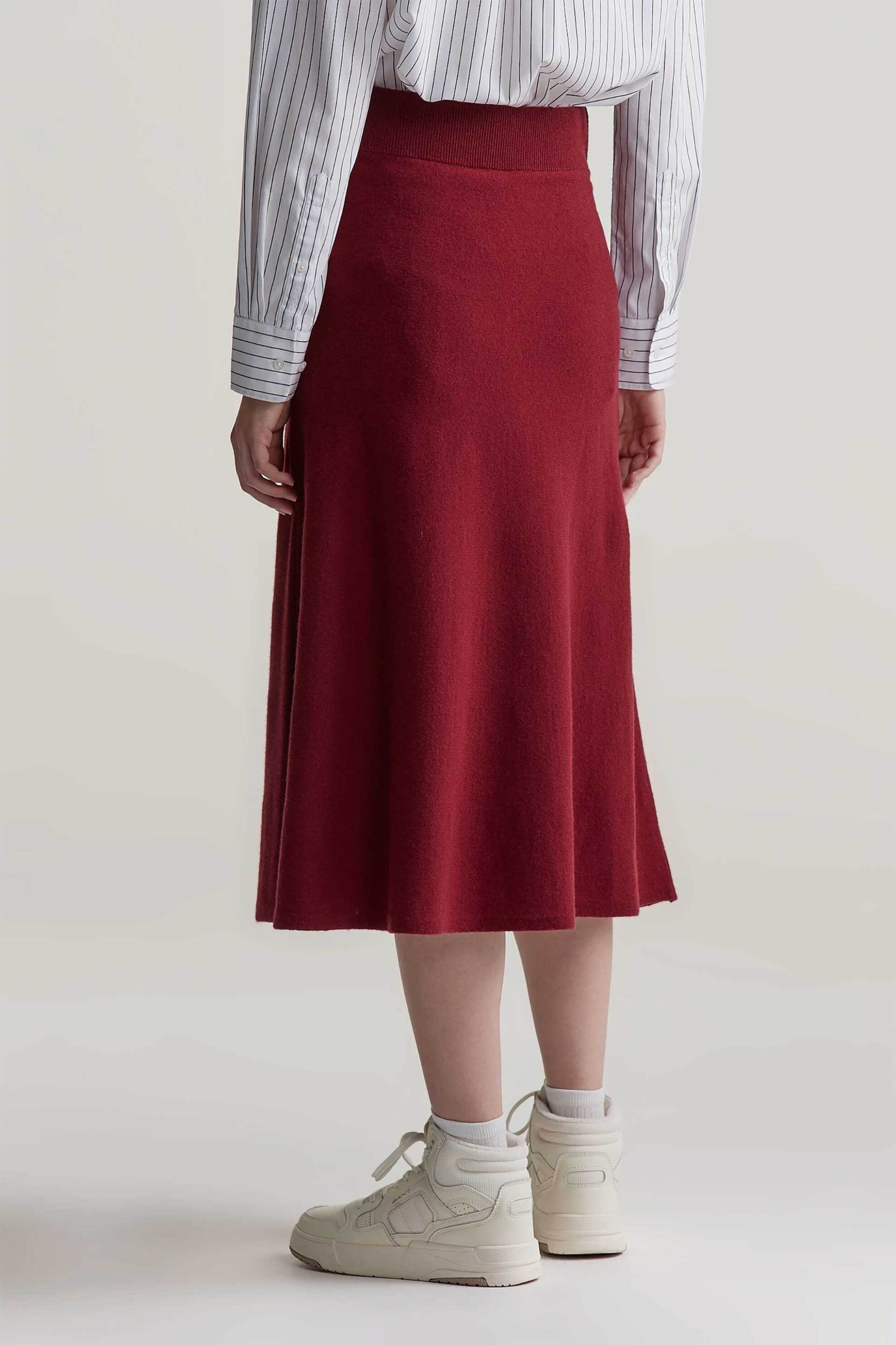 GANT Gant γυναικεία μάλλινη midi φούστα μονόχρωμη Regular Fit - 4400159 Μπορντό - 3