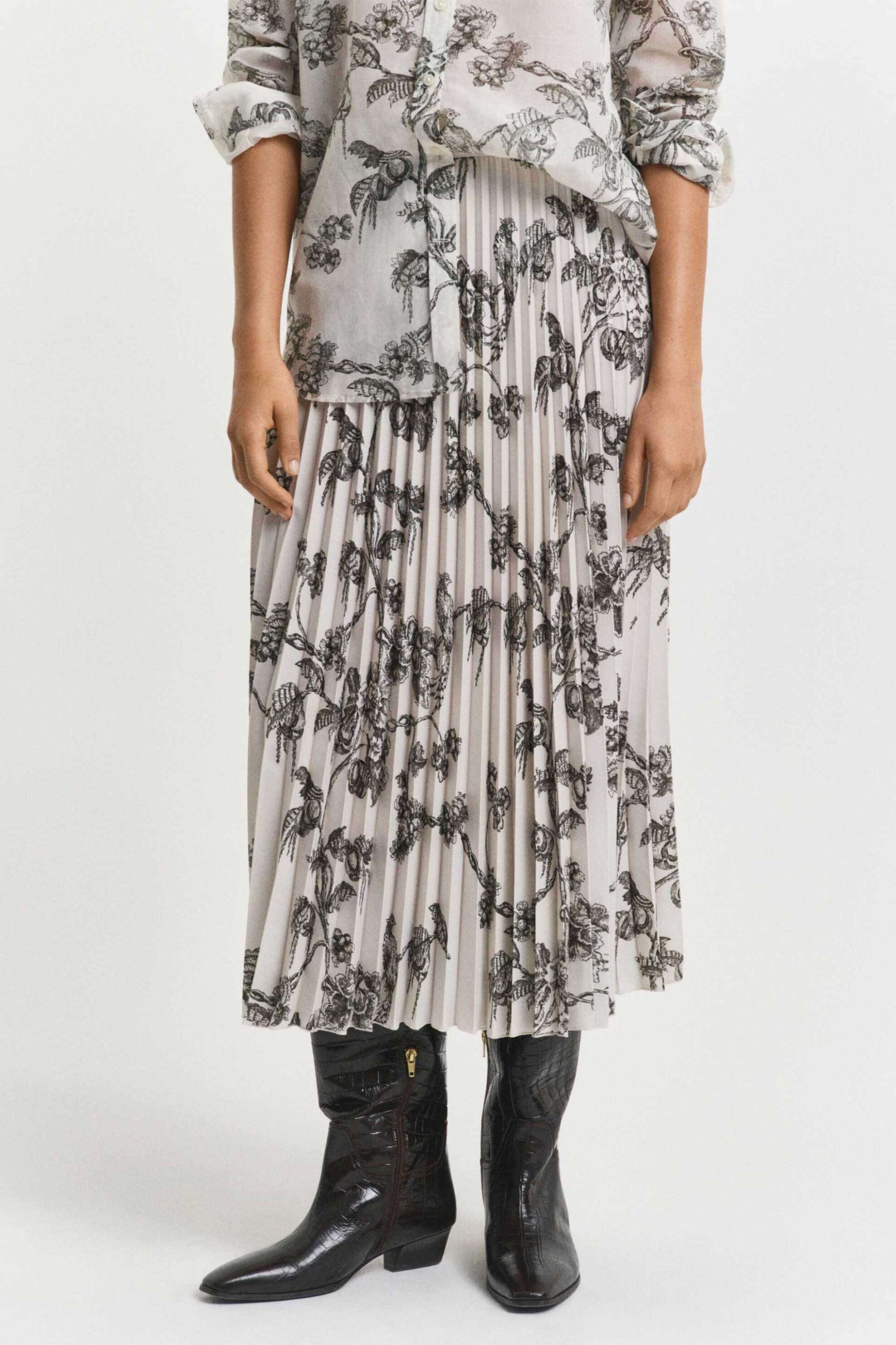 Gant γυναικεία midi φούστα με all-over print πλισέ - 4400199 Λευκό φωτογραφία