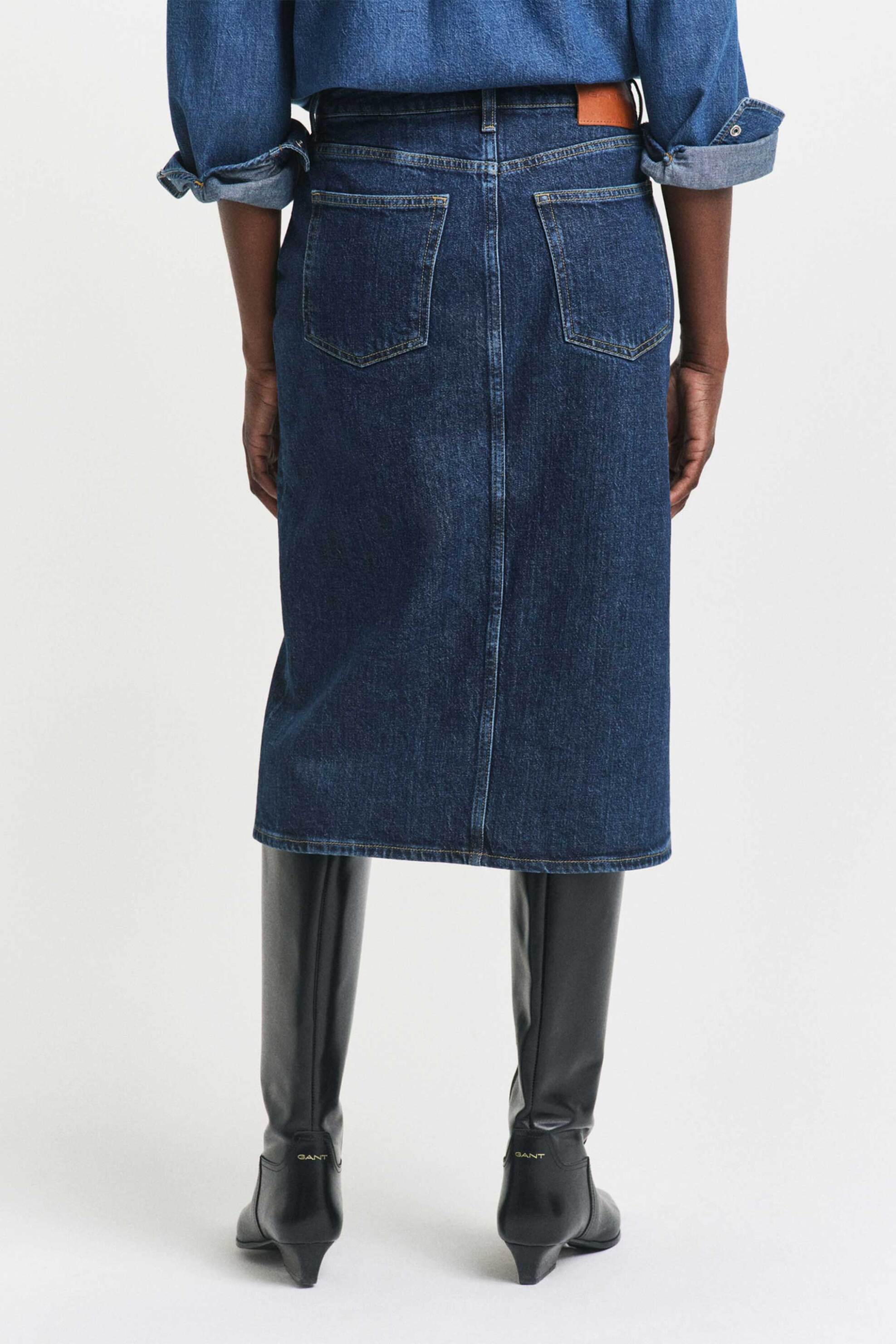 GANT Gant γυναικεία midi φούστα denim με κουμπιά - 4400205 Denim Blue Σκούρο - 3