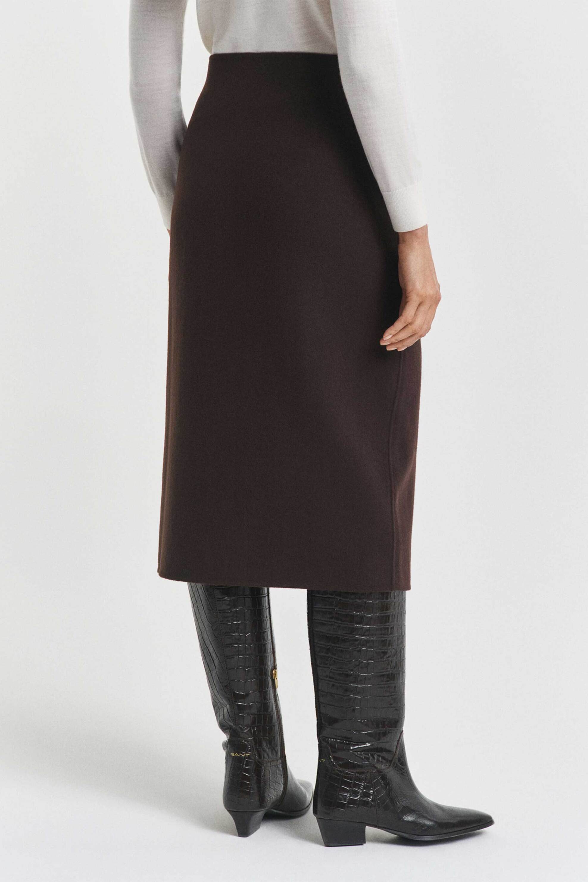 Gant γυναικεία pencil φούστα wrap με χρυσά κουμπιά - 4400207 Καφέ φωτογραφία