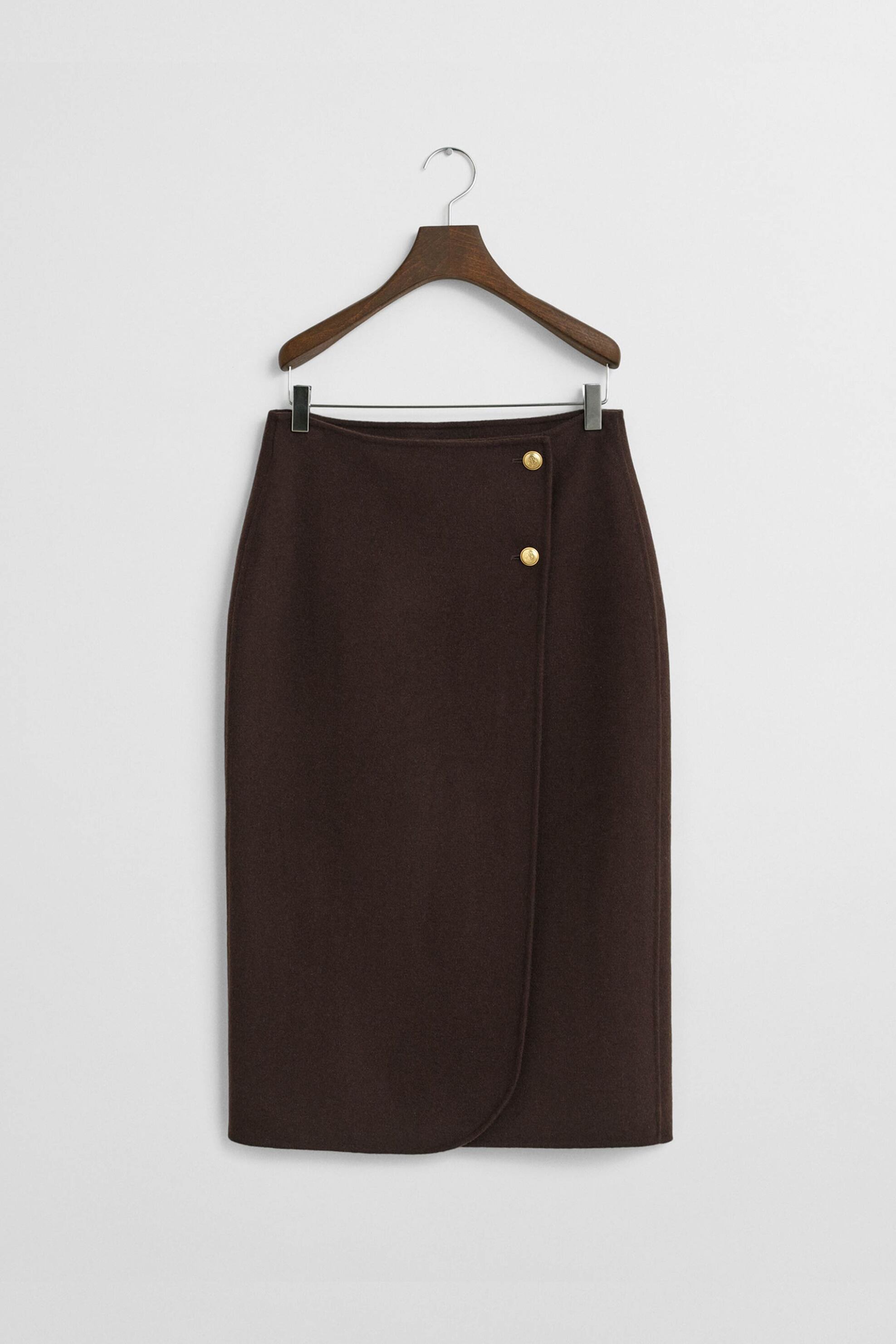 Gant γυναικεία pencil φούστα wrap με χρυσά κουμπιά - 4400207 Καφέ φωτογραφία