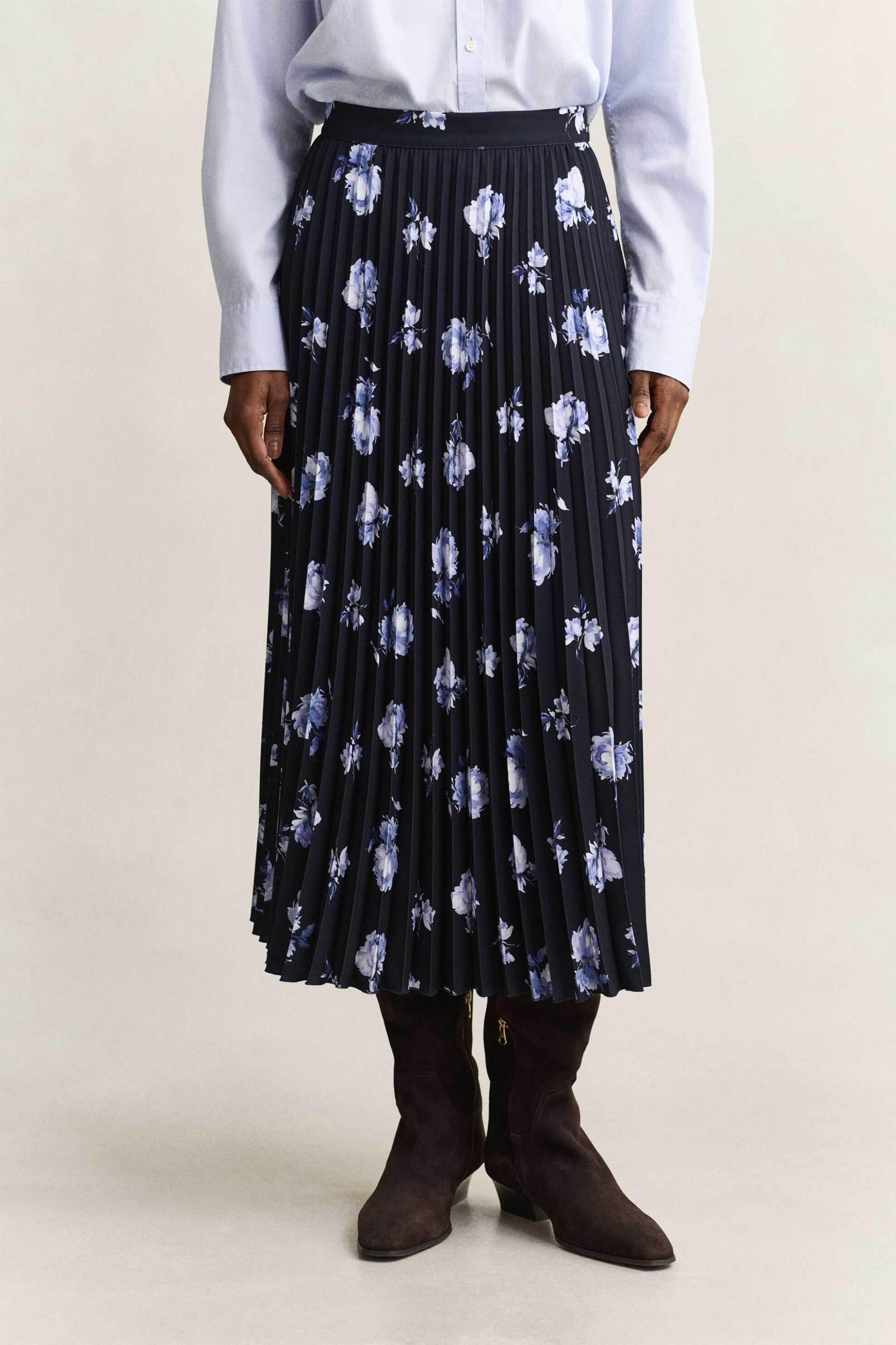 GANT Gant γυναικεία midi φούστα πλισέ με floral print Loose Fit - 4400269 Μπλε Σκούρο - 2