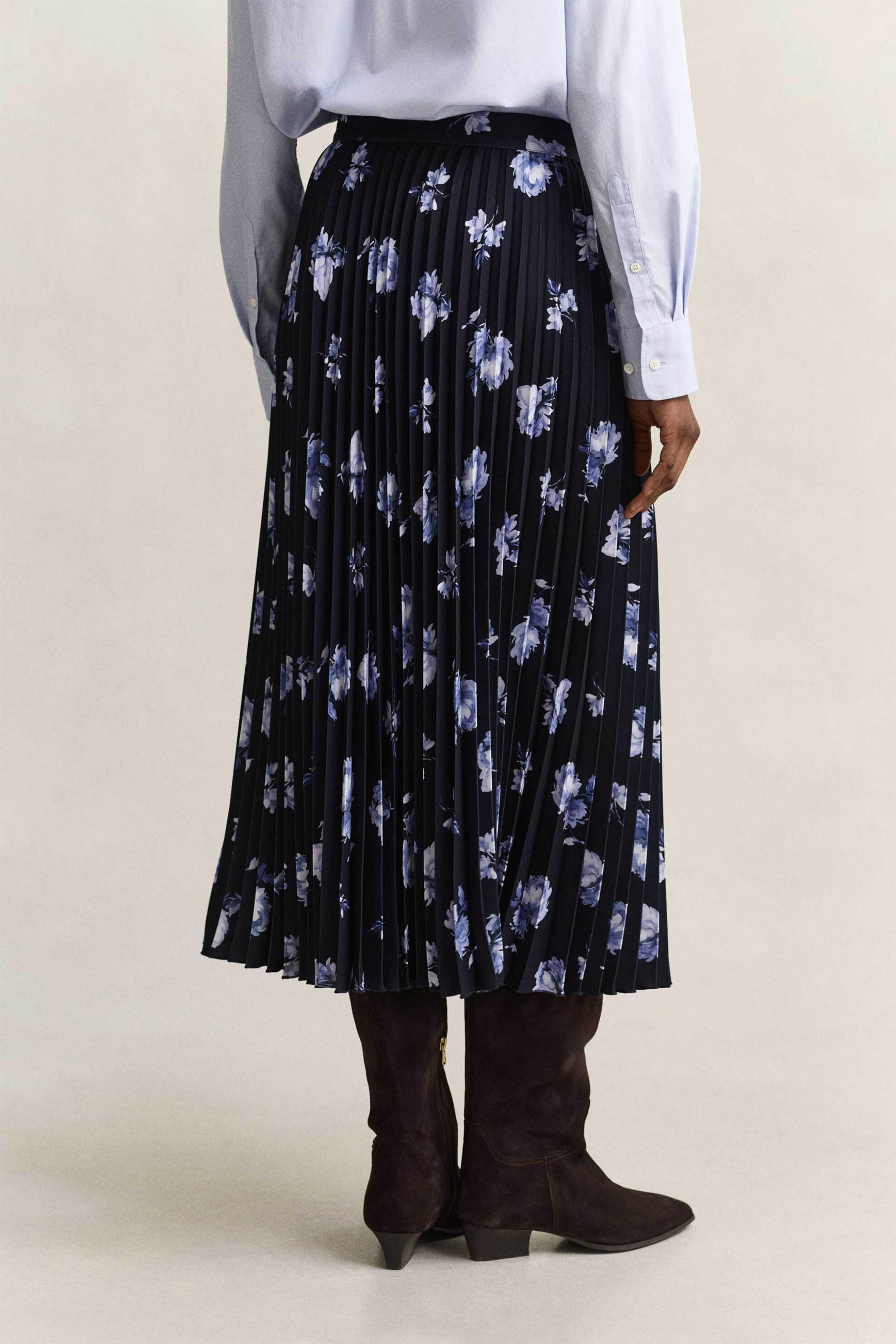 GANT Gant γυναικεία midi φούστα πλισέ με floral print Loose Fit - 4400269 Μπλε Σκούρο - 3