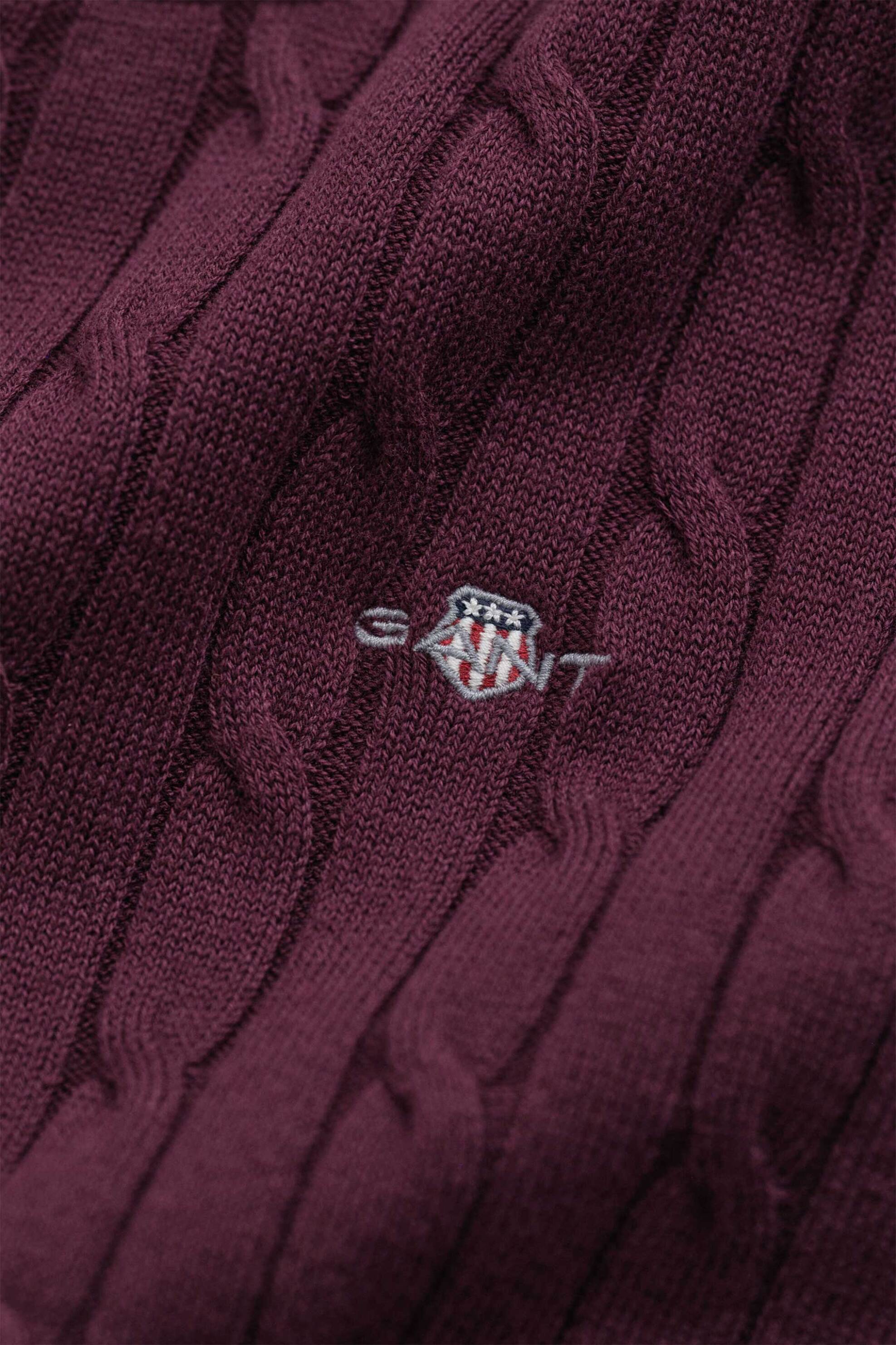 Gant Γυναικείο Πλεκτό Mini Φόρεμα με Cable Knit Pattern Και Κεντημένο Λογότυπο Slim Fit - 4502093 Μπορντό Σκούρο