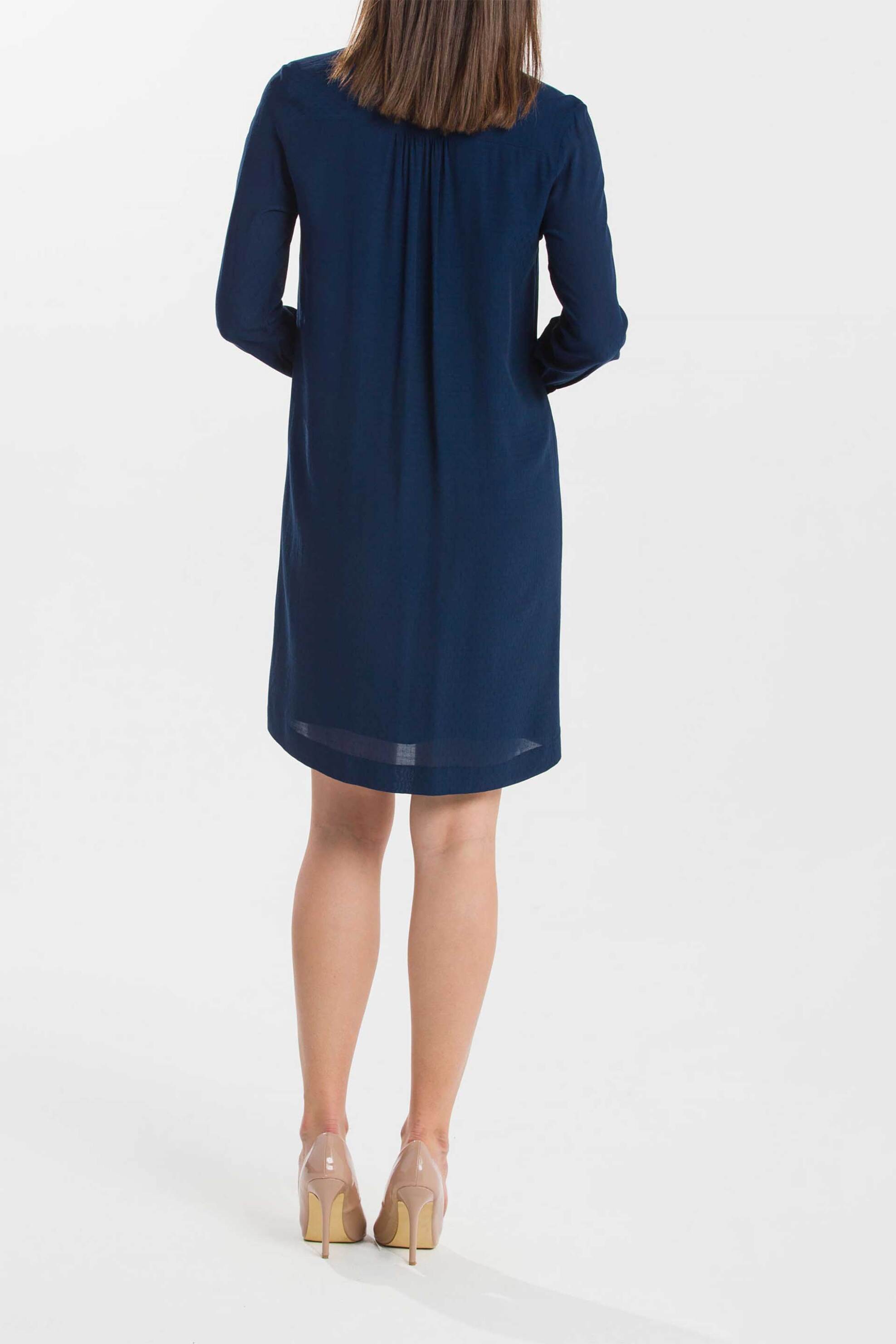 GANT Gant γυναικείο mini φόρεμα με all-over tone-on-tone print και γιακά με γραβάτα - 4503027 Μπλε Σκούρο - 2