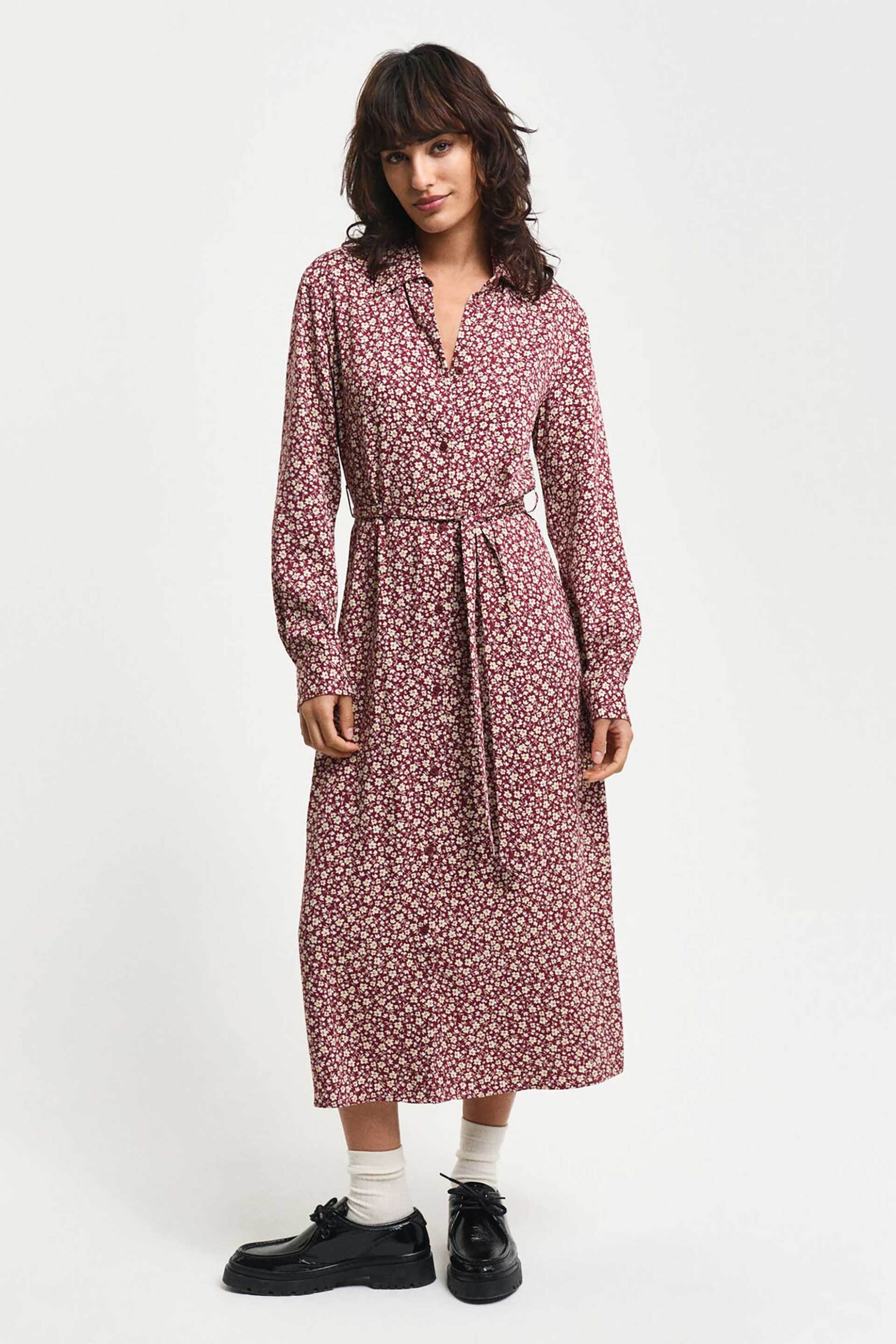 Gant γυναικείο midi φόρεμα σεμιζιέ με floral print Slim Fit