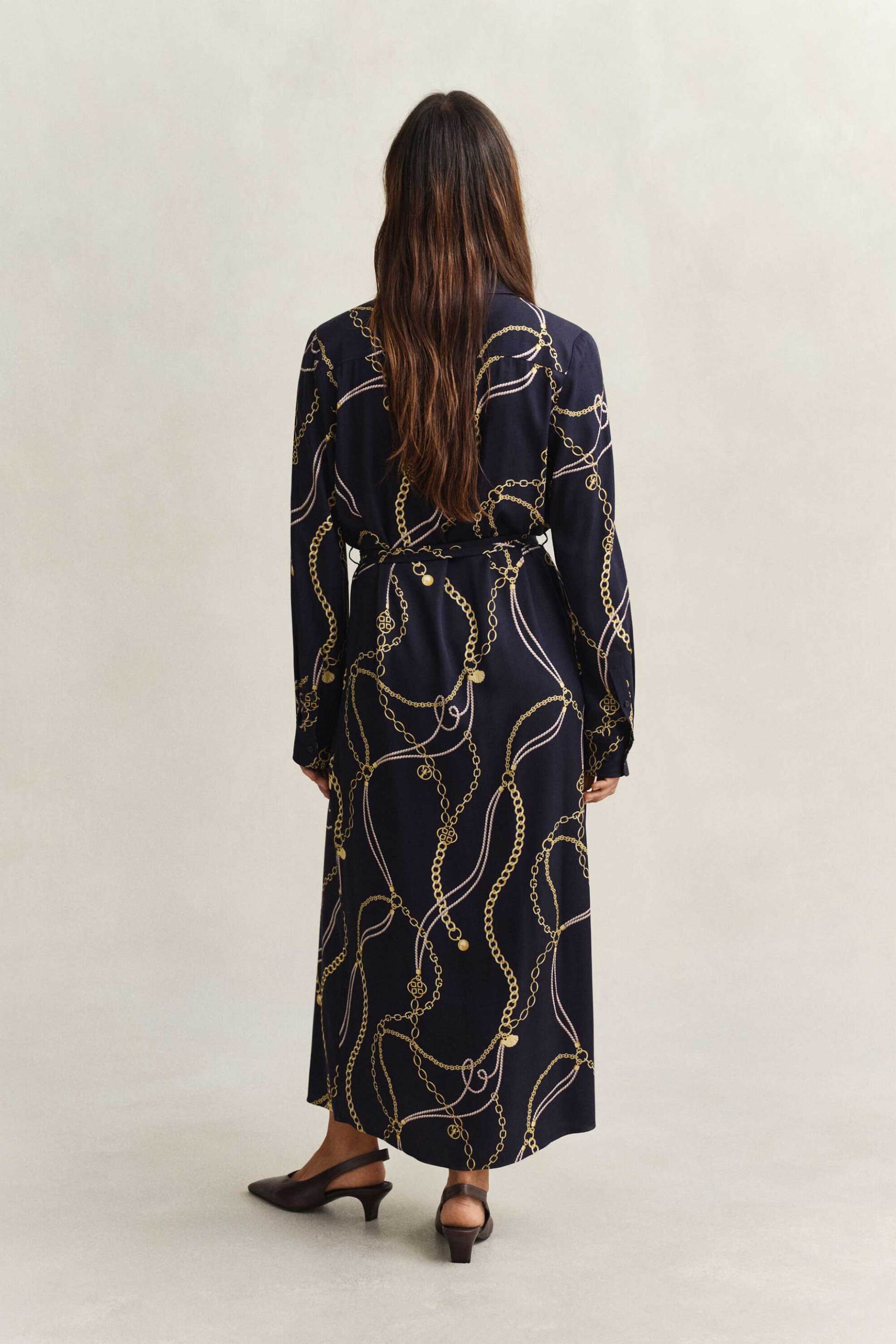 GANT Gant γυναικείο midi φόρεμα σεμιζιέ με print Regular Fit - 4503480 Μπλε Σκούρο - 4