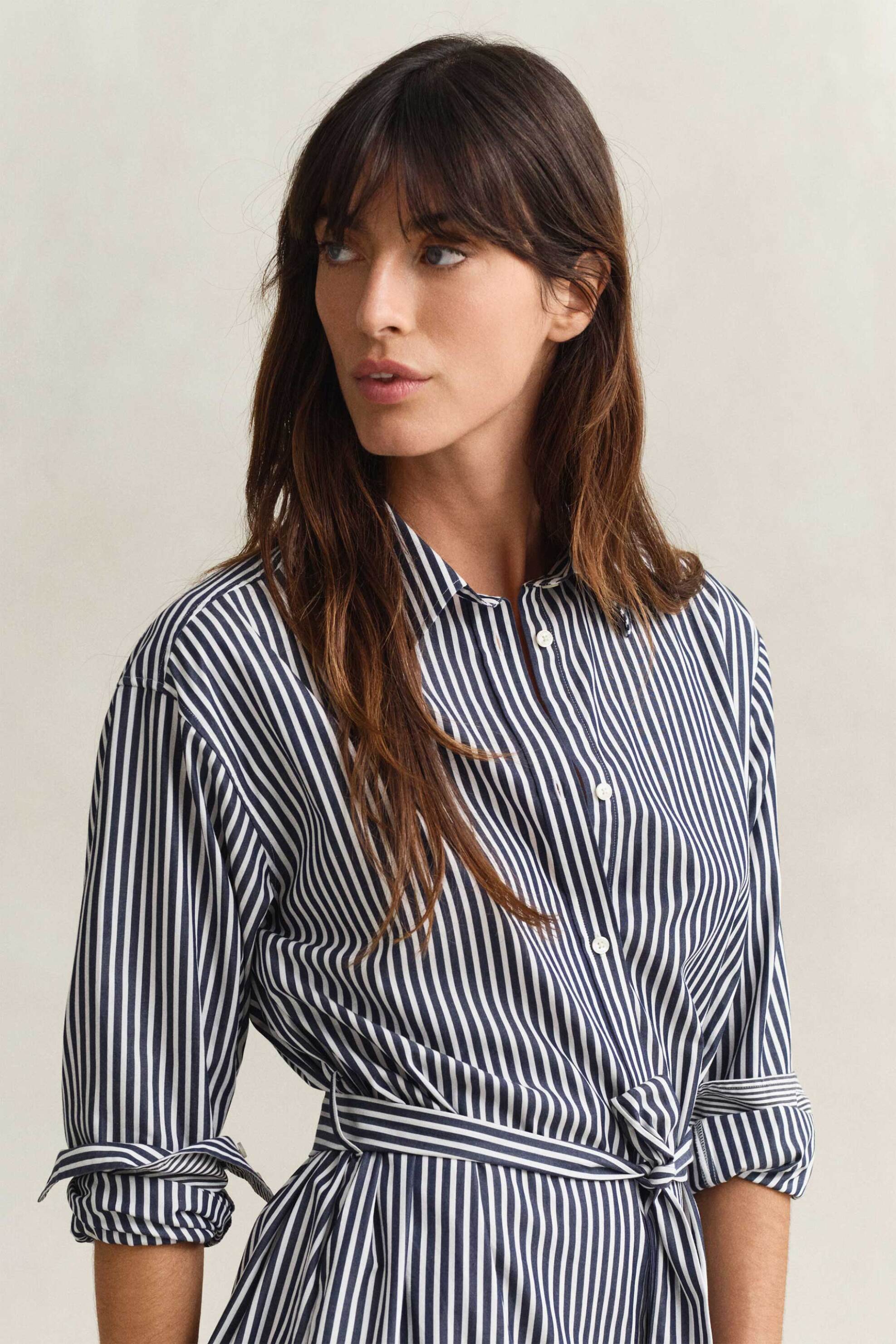 GANT Gant γυναικείο midi φόρεμα σεμιζιέ με ριγέ σχέδιο Regular Fit - 4503485 Μπλε Σκούρο - 2