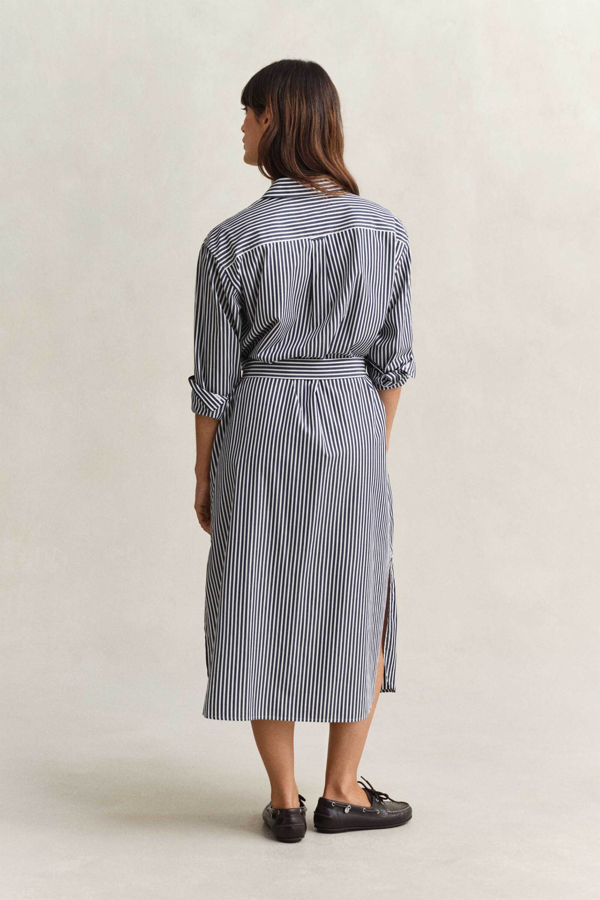 Gant Γυναικείο Midi Φόρεμα Σεμιζιέ με Ριγέ Σχέδιο Regular Fit - 4503485 Μπλε Σκούρο