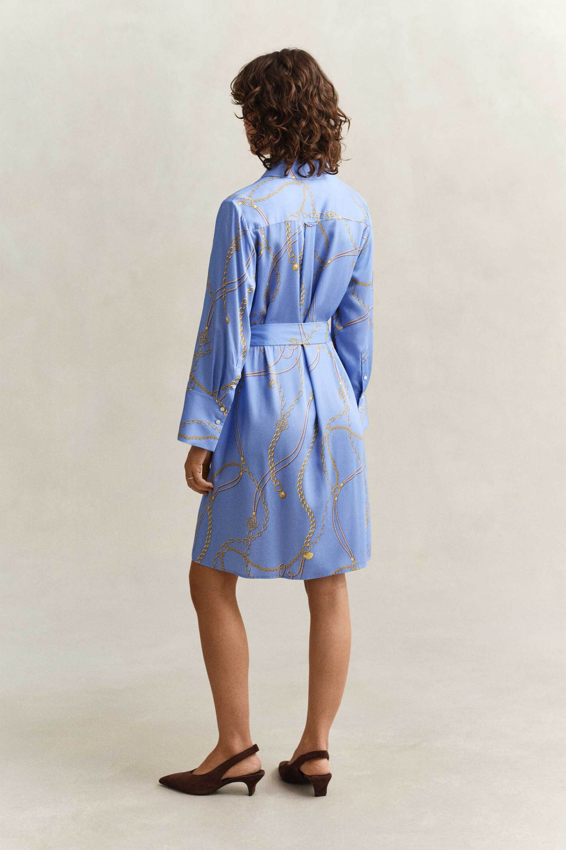 Gant Γυναικείο Mini Φόρεμα Σεμιζιέ με Print Regular Fit - 4503497 Μπλε Ανοιχτό