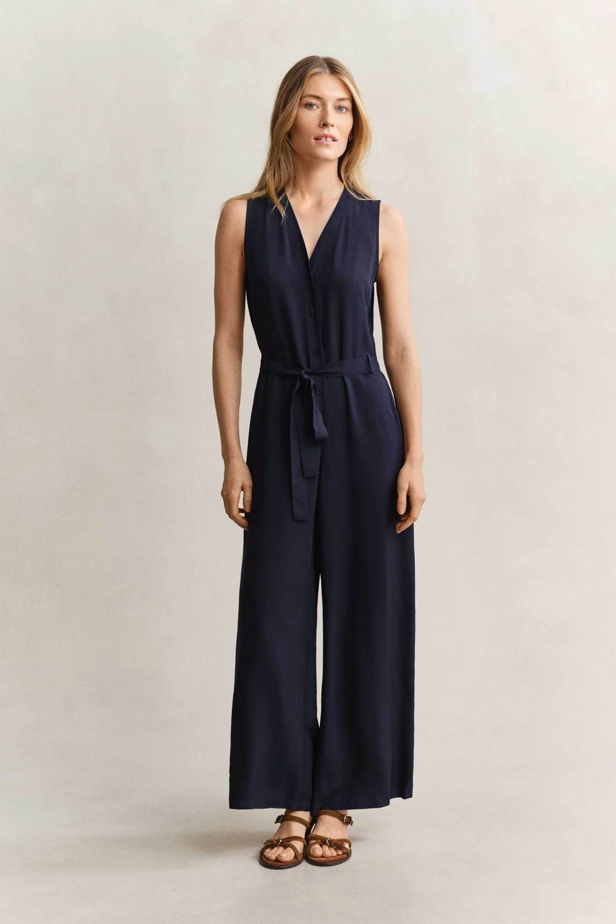 Gant γυναικεία ολόσωμη φόρμα αμάνικη με ζώνη Regular Fit - 4503505 Μπλε Σκούρο