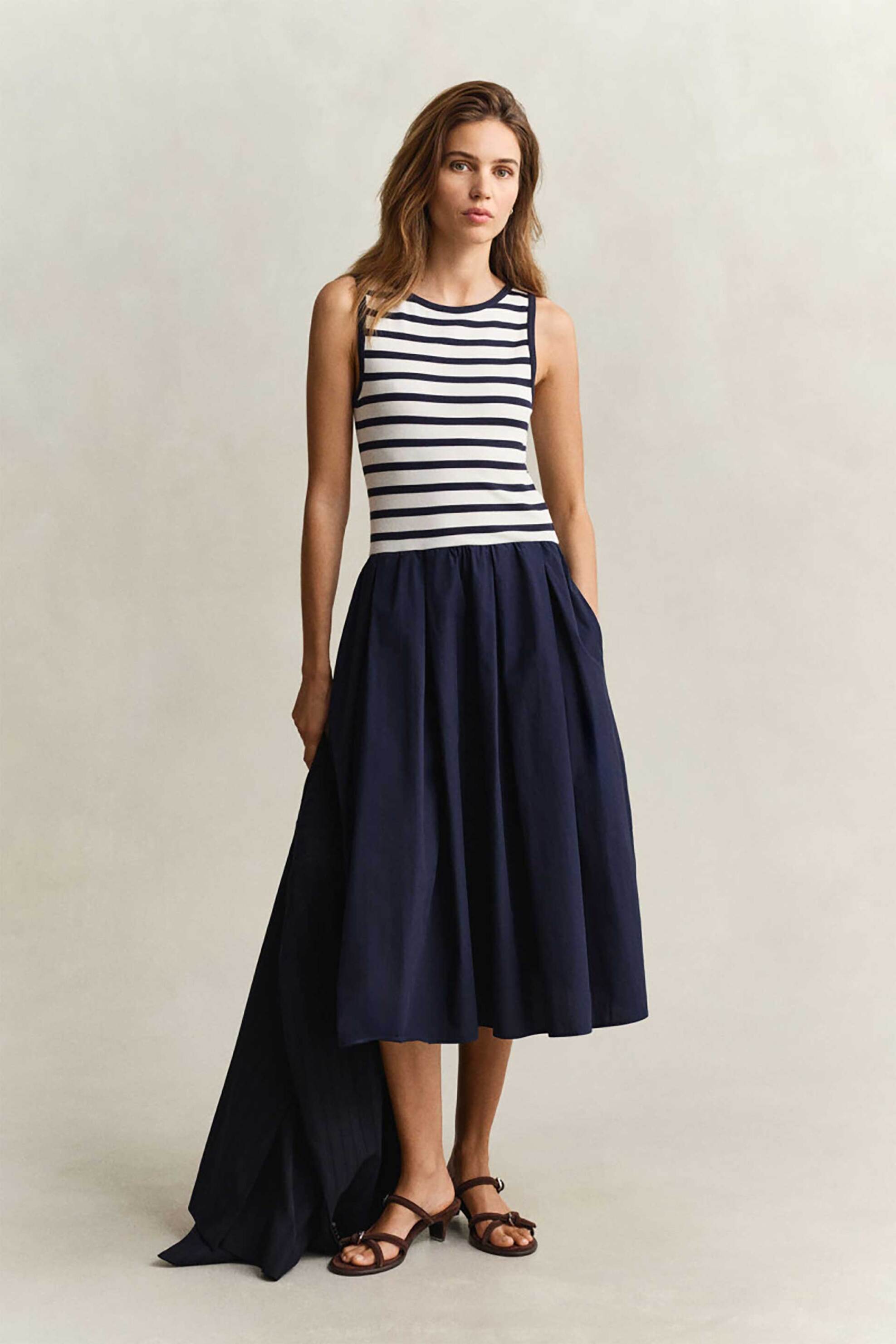 GANT Gant γυναικείο midi φόρεμα αμάνικο Slim Fit - 4503509 Μπλε Σκούρο - 3