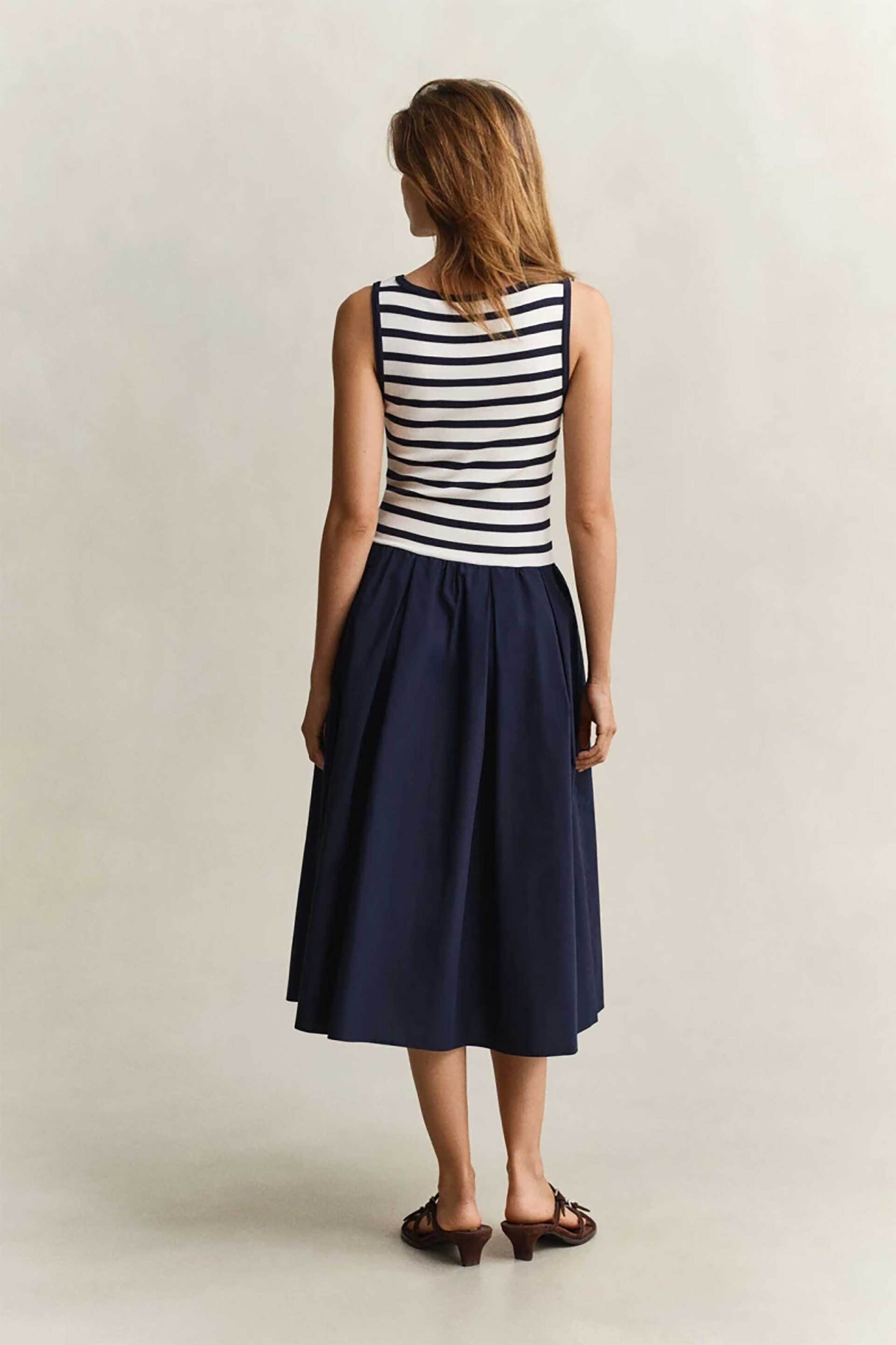 GANT Gant γυναικείο midi φόρεμα αμάνικο Slim Fit - 4503509 Μπλε Σκούρο - 4