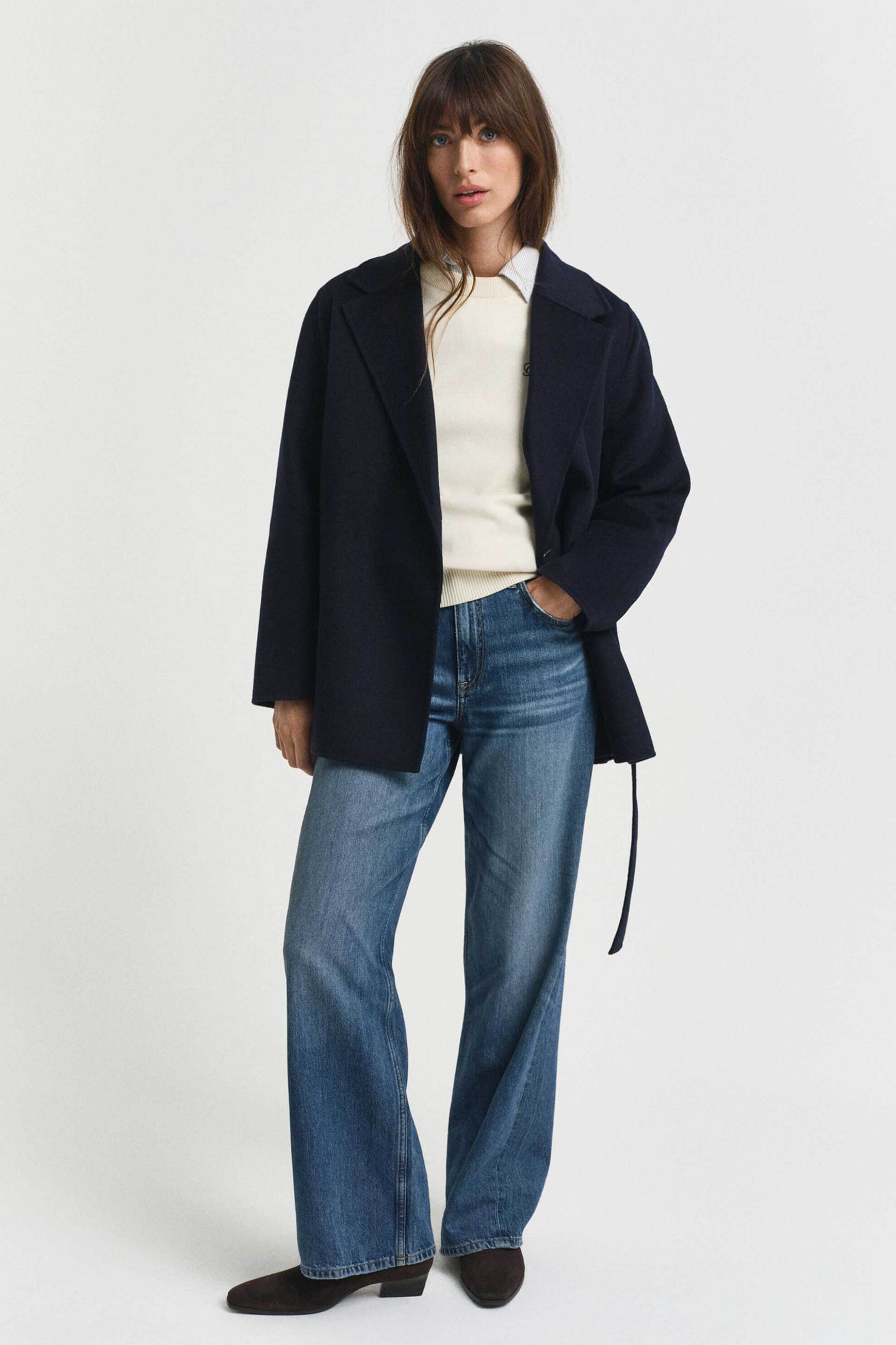 Gant γυναικείο κοντό παλτό με ζώνη - 4700392 Μπλε Σκούρο φωτογραφία