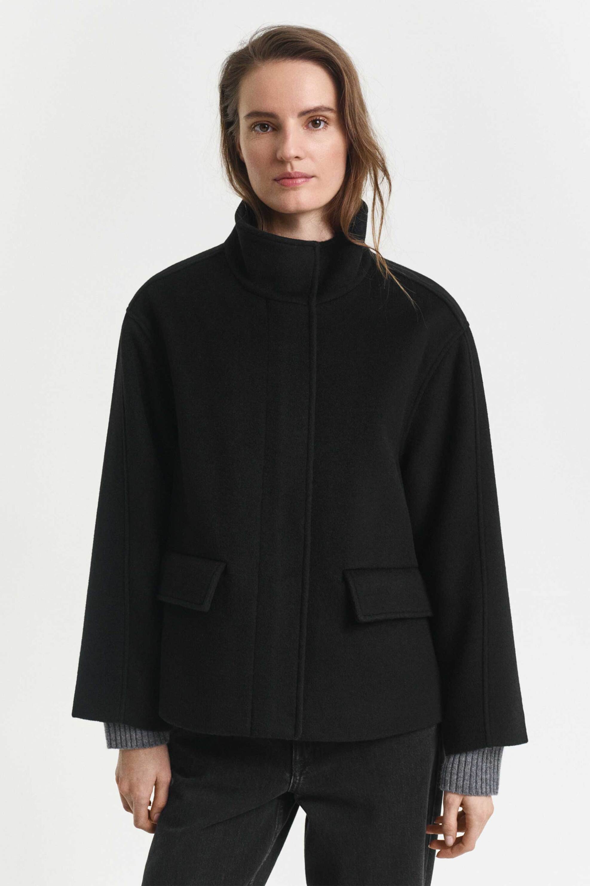 GANT Gant γυναικείο παλτό με ψηλό γιακά - 4700395 Μαύρο