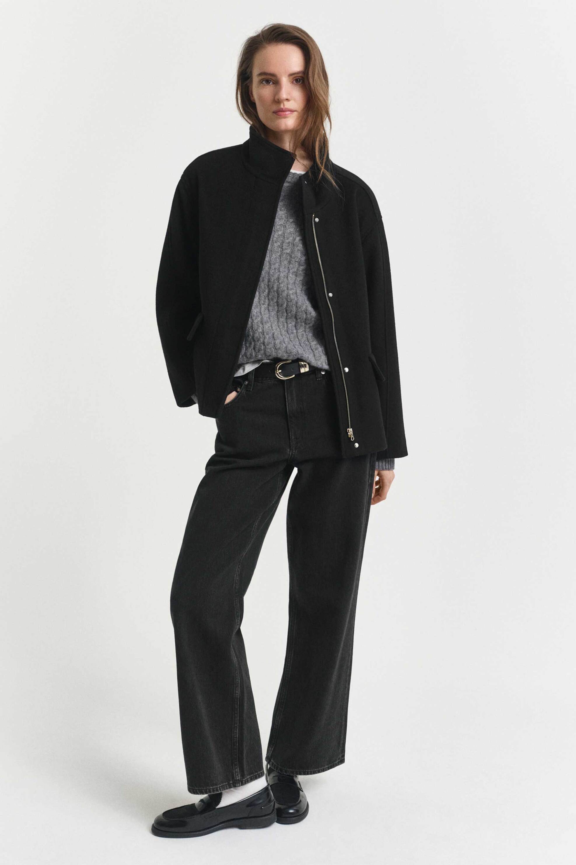 Gant γυναικείο παλτό με ψηλό γιακά - 4700395 Μαύρο φωτογραφία