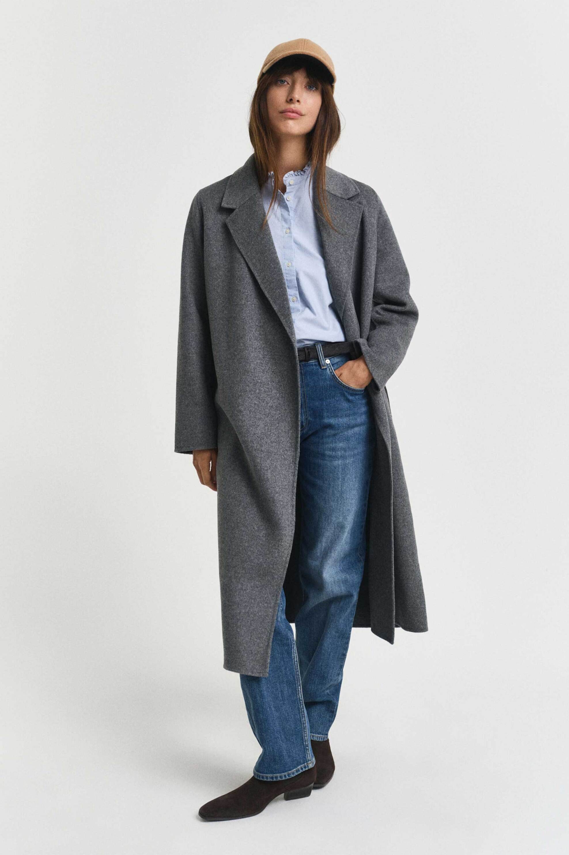 Gant γυναικείο midi παλτό μονόχρωμο με ζώνη - 4751151 Ανθρακί φωτογραφία