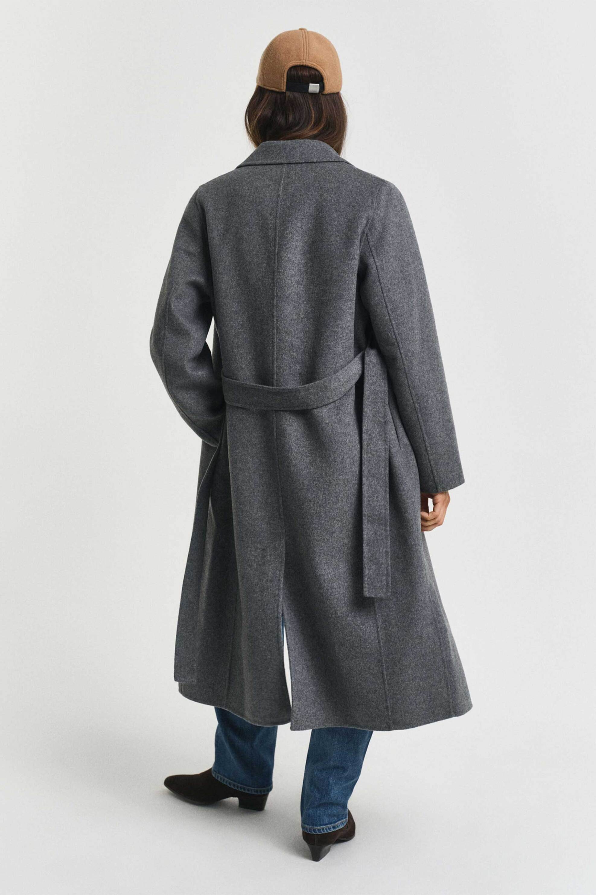 Gant γυναικείο midi παλτό μονόχρωμο με ζώνη - 4751151 Ανθρακί φωτογραφία