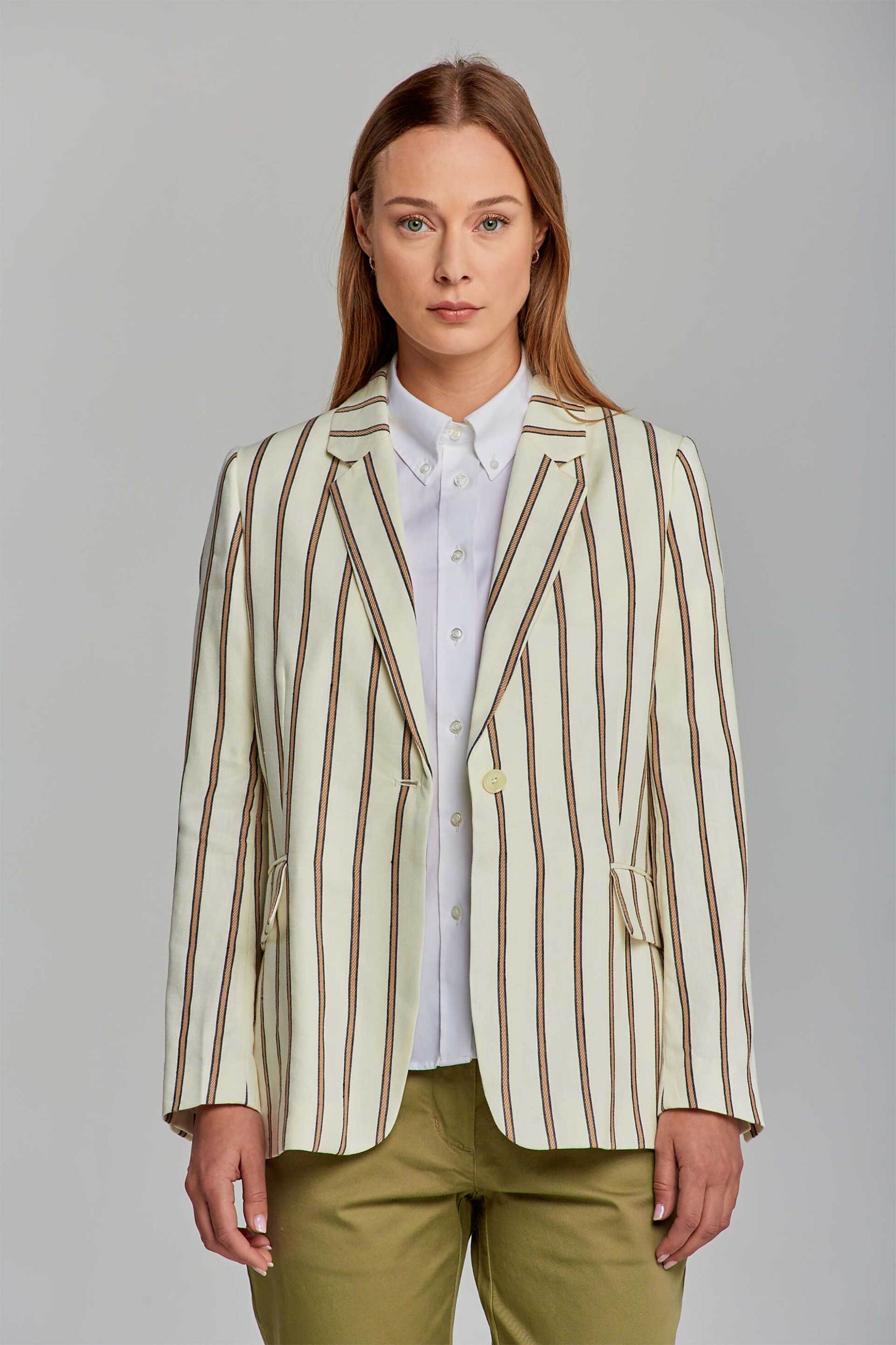 GANT Gant γυναικείο σακάκι με all-over sailor rope motif και τσέπες μπροστά - 4770111 Λευκό 2025