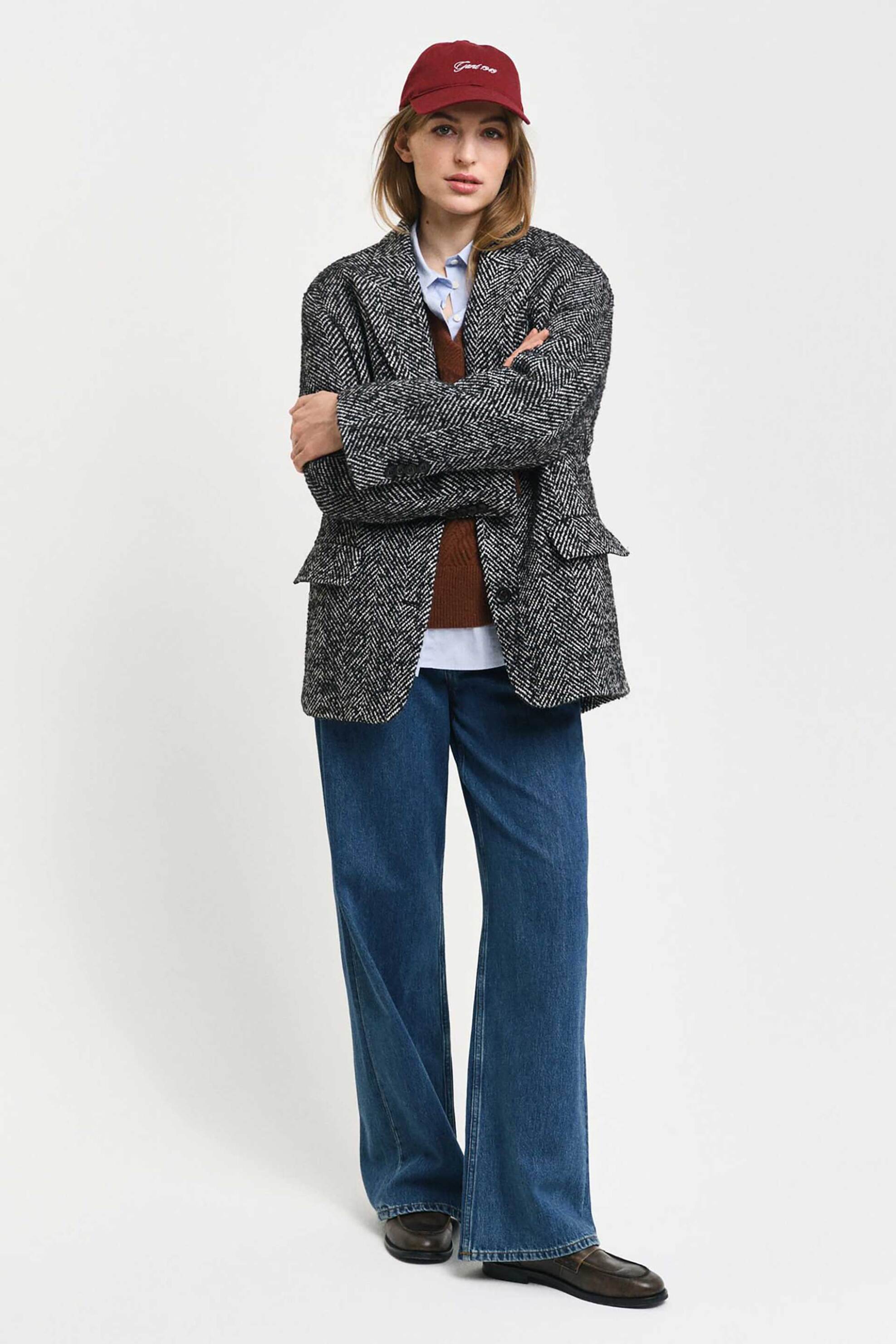 Gant γυναικείο σακάκι με herringbone pattern Relaxed Fit - 4770313 Μαύρο φωτογραφία