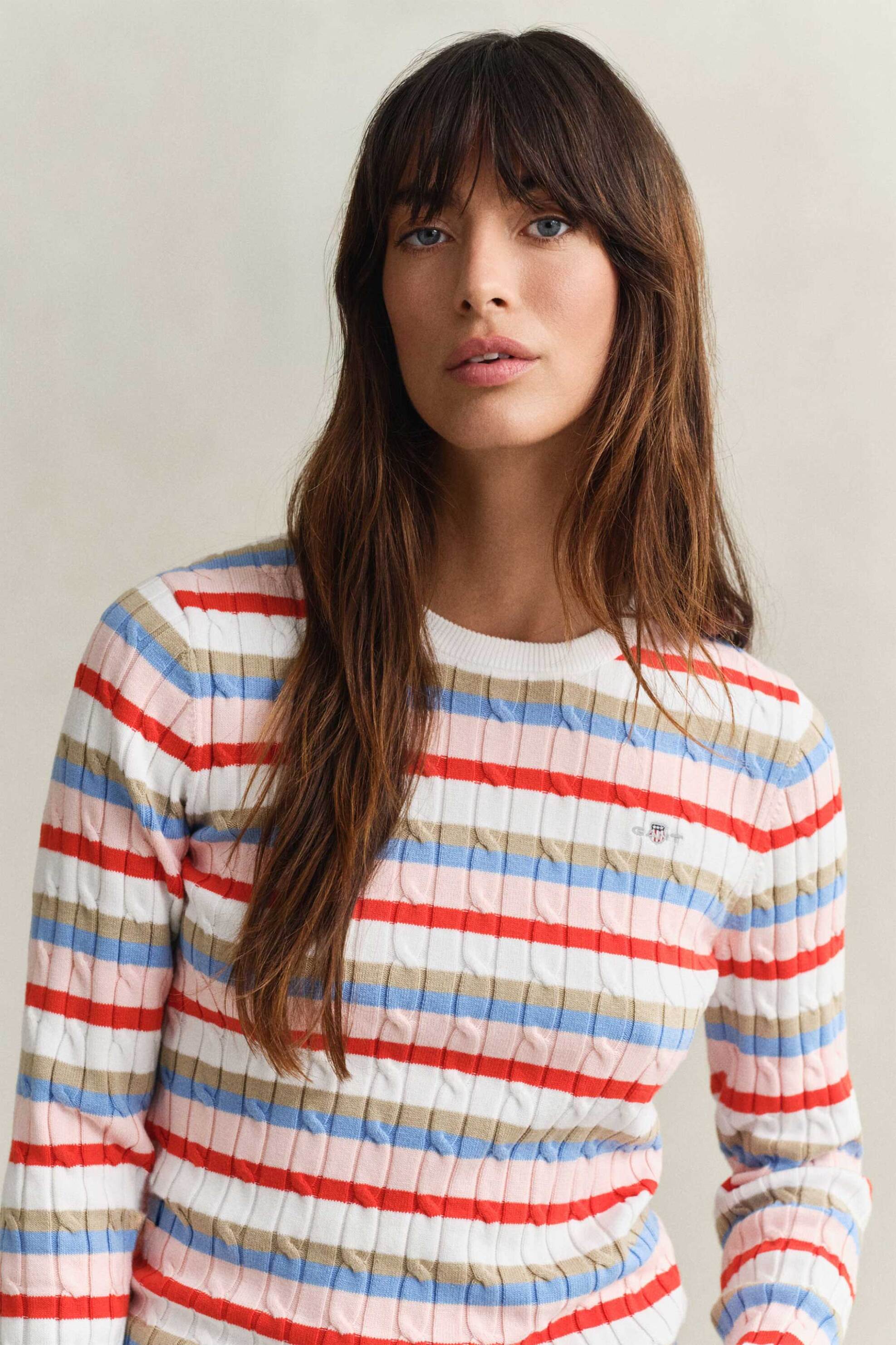GANT Gant γυναικείο πουλόβερ με ριγέ σχέδιο και cable knit pattern Slim Fit - 4800104 Πολύχρωμο - 2