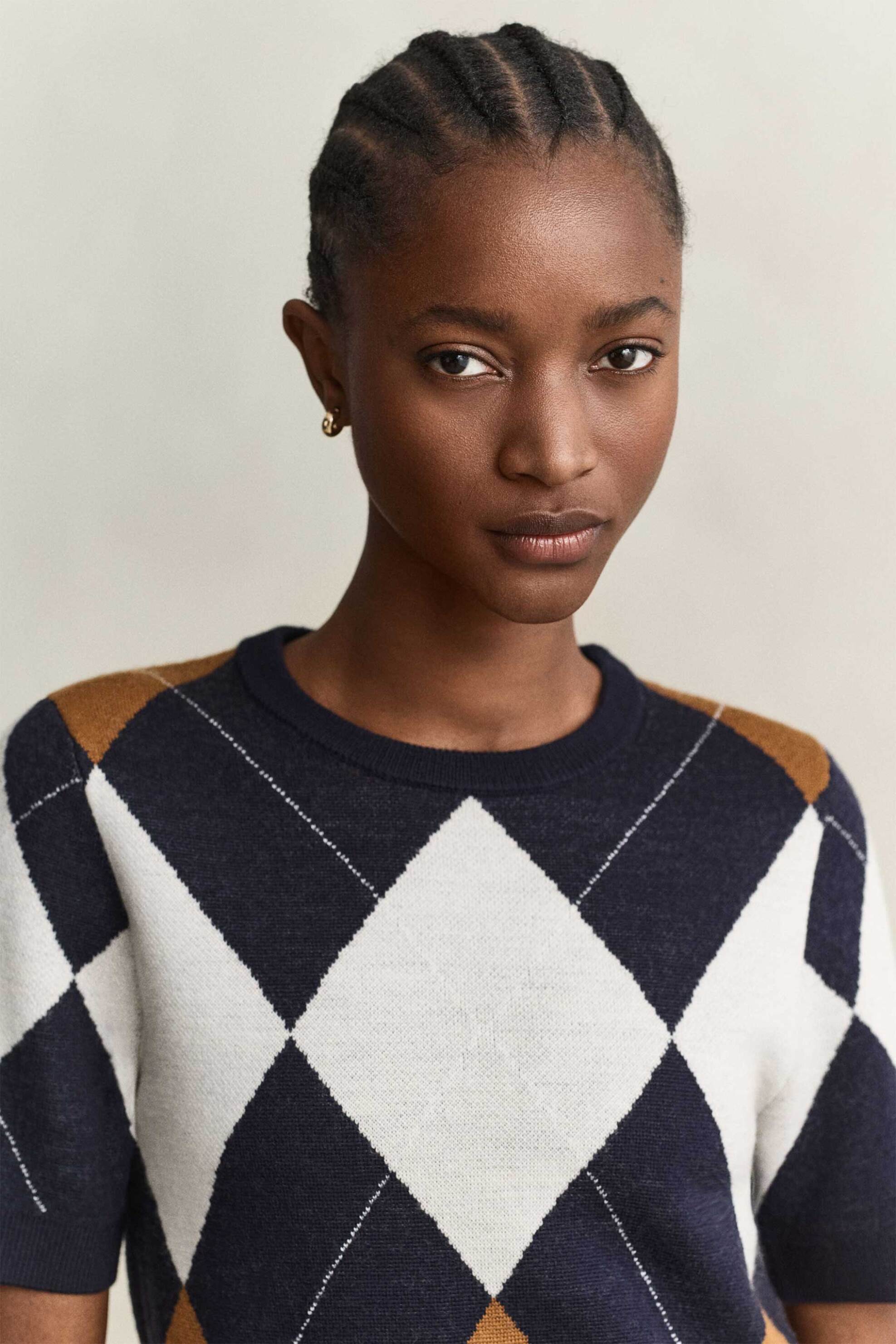 GANT Gant γυναικείο μάλλινο πουλόβερ με argyle pattern Regular Fit - 4802418 Μπλε Σκούρο - 2