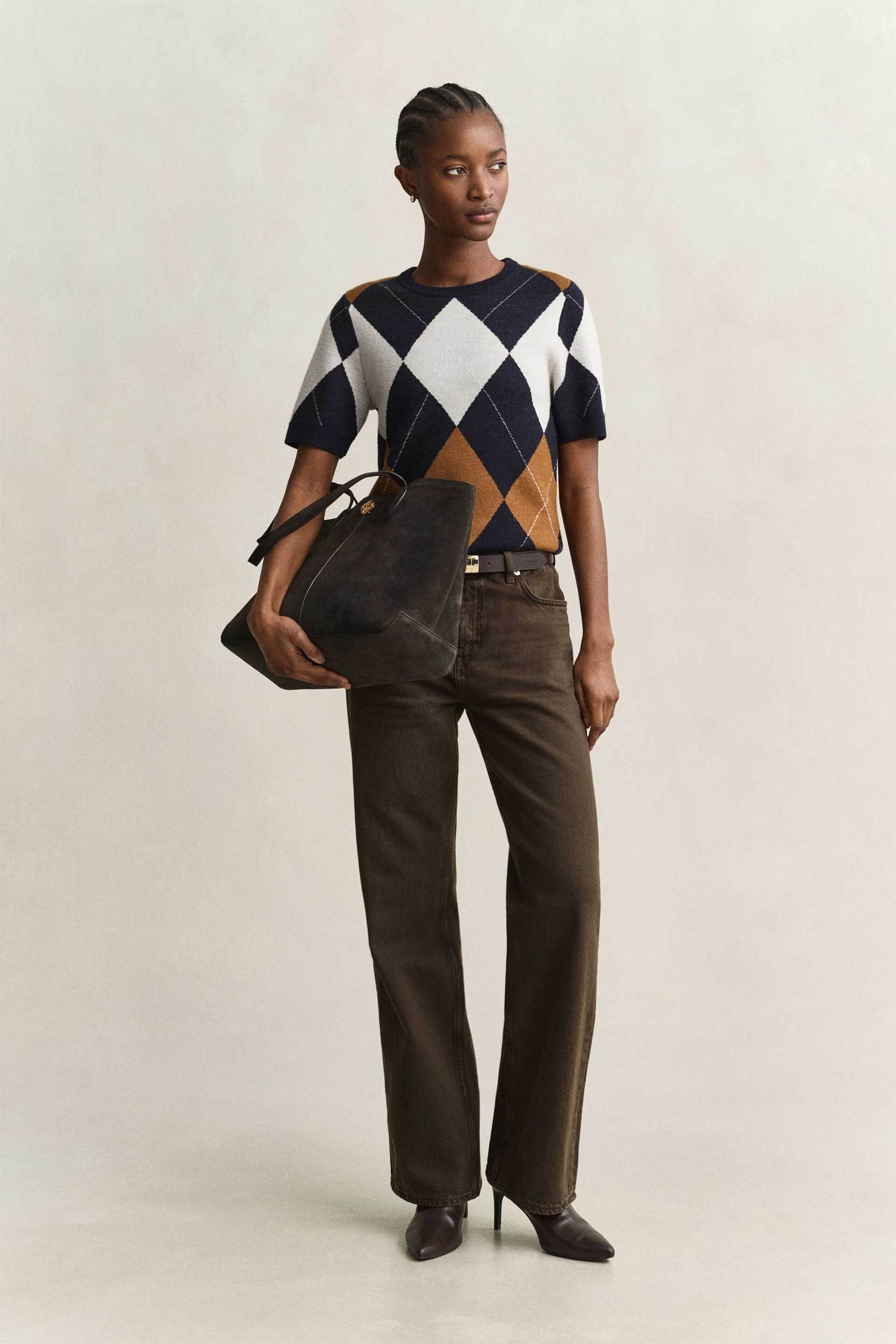 GANT Gant γυναικείο μάλλινο πουλόβερ με argyle pattern Regular Fit - 4802418 Μπλε Σκούρο - 3