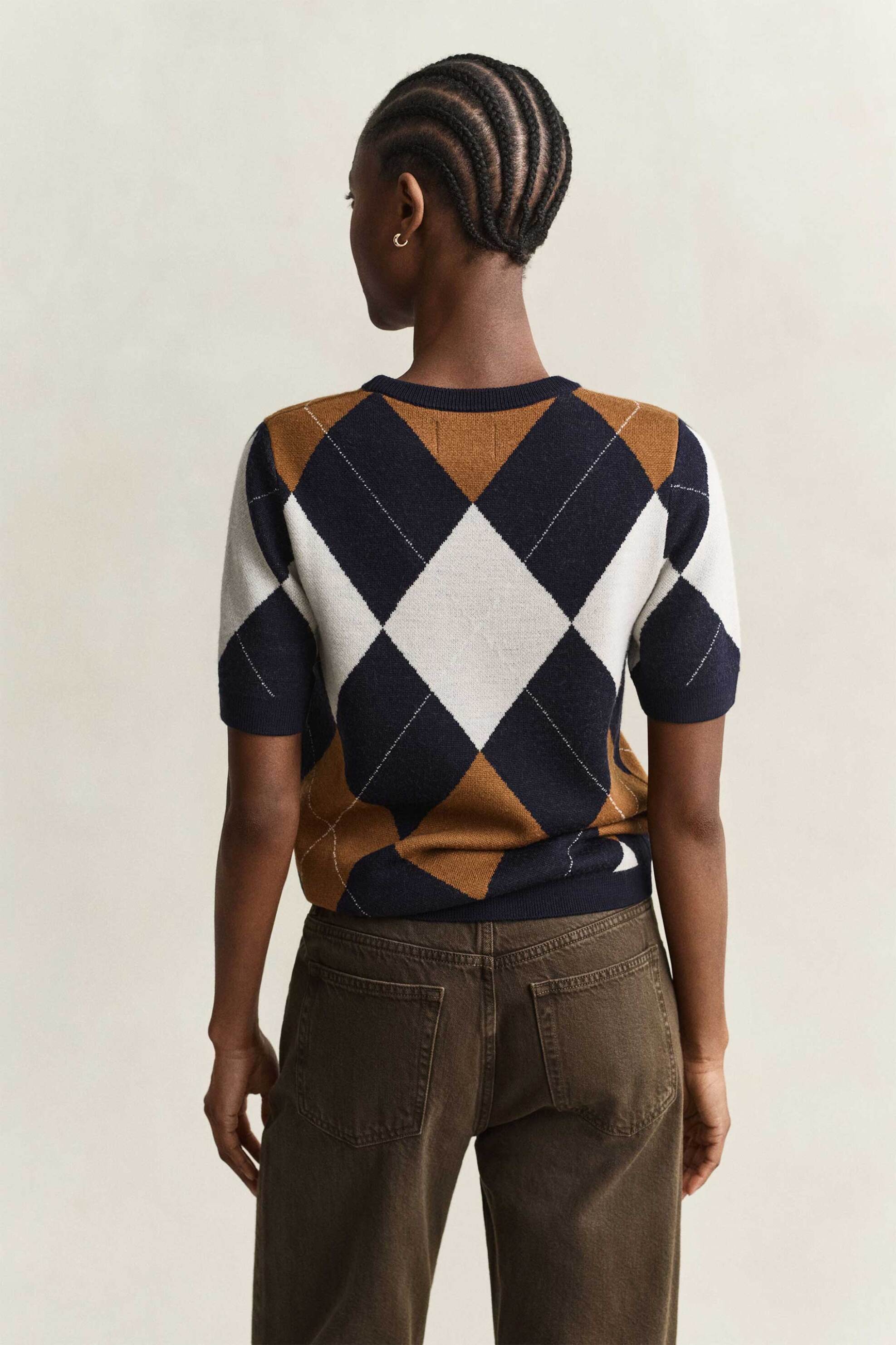 GANT Gant γυναικείο μάλλινο πουλόβερ με argyle pattern Regular Fit - 4802418 Μπλε Σκούρο - 4