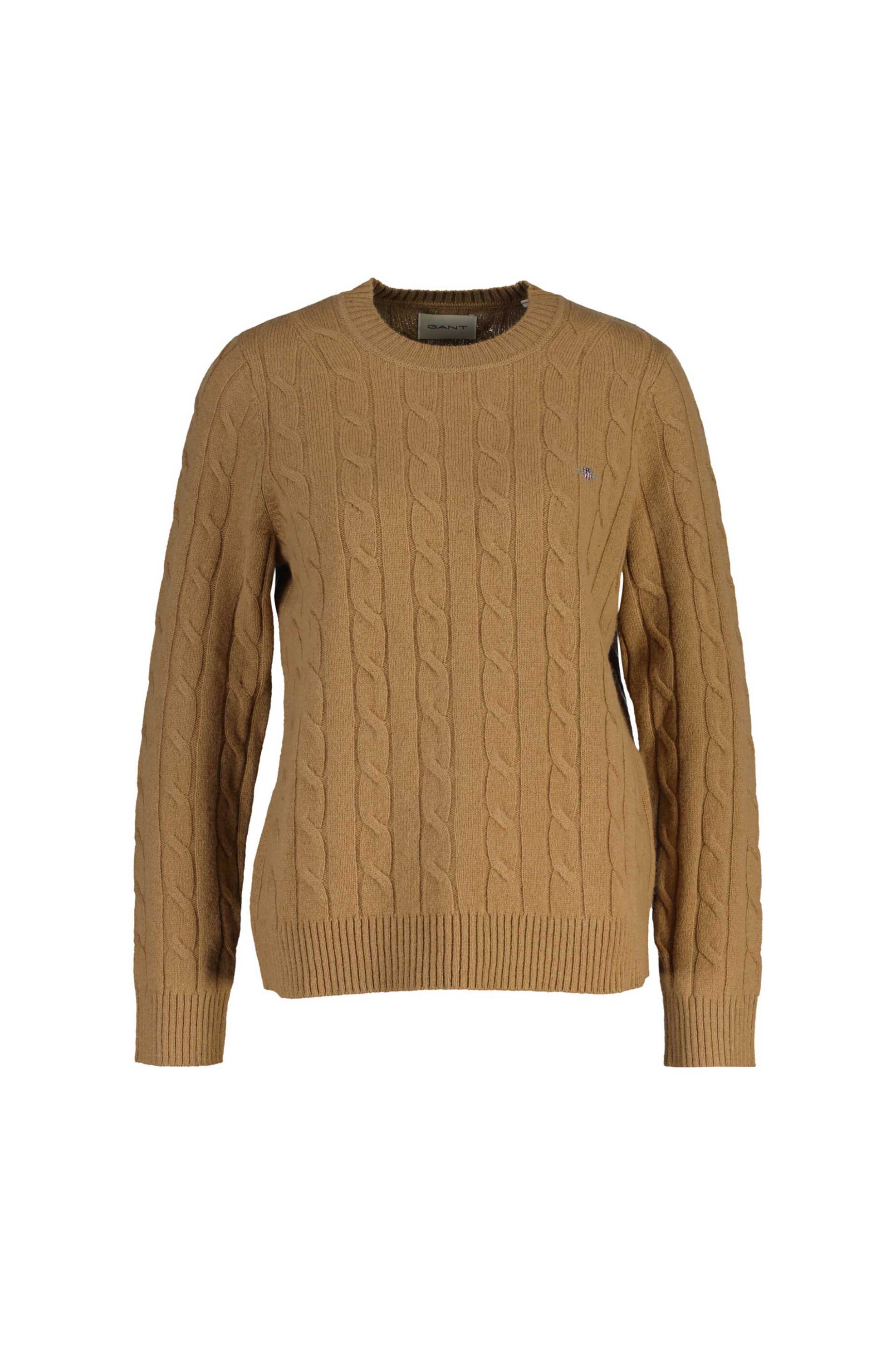 Gant γυναικείο μάλλινο πουλόβερ με cable knit pattern Regular Fit - 4805315 Καφέ Ανοιχτό