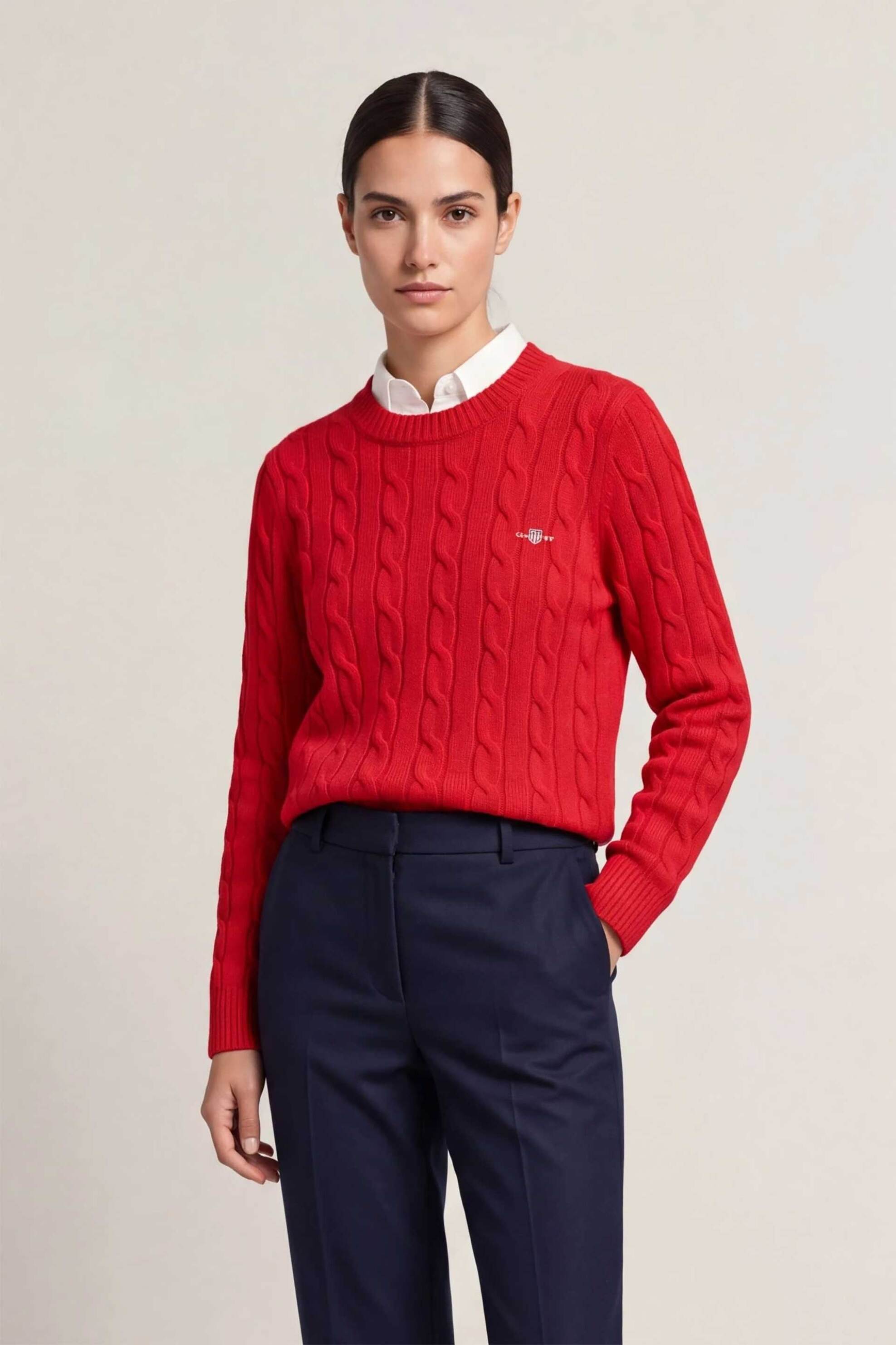 Gant γυναικείο μάλλινο πουλόβερ με cable knit pattern Regular Fit - 4805315 Κόκκινο