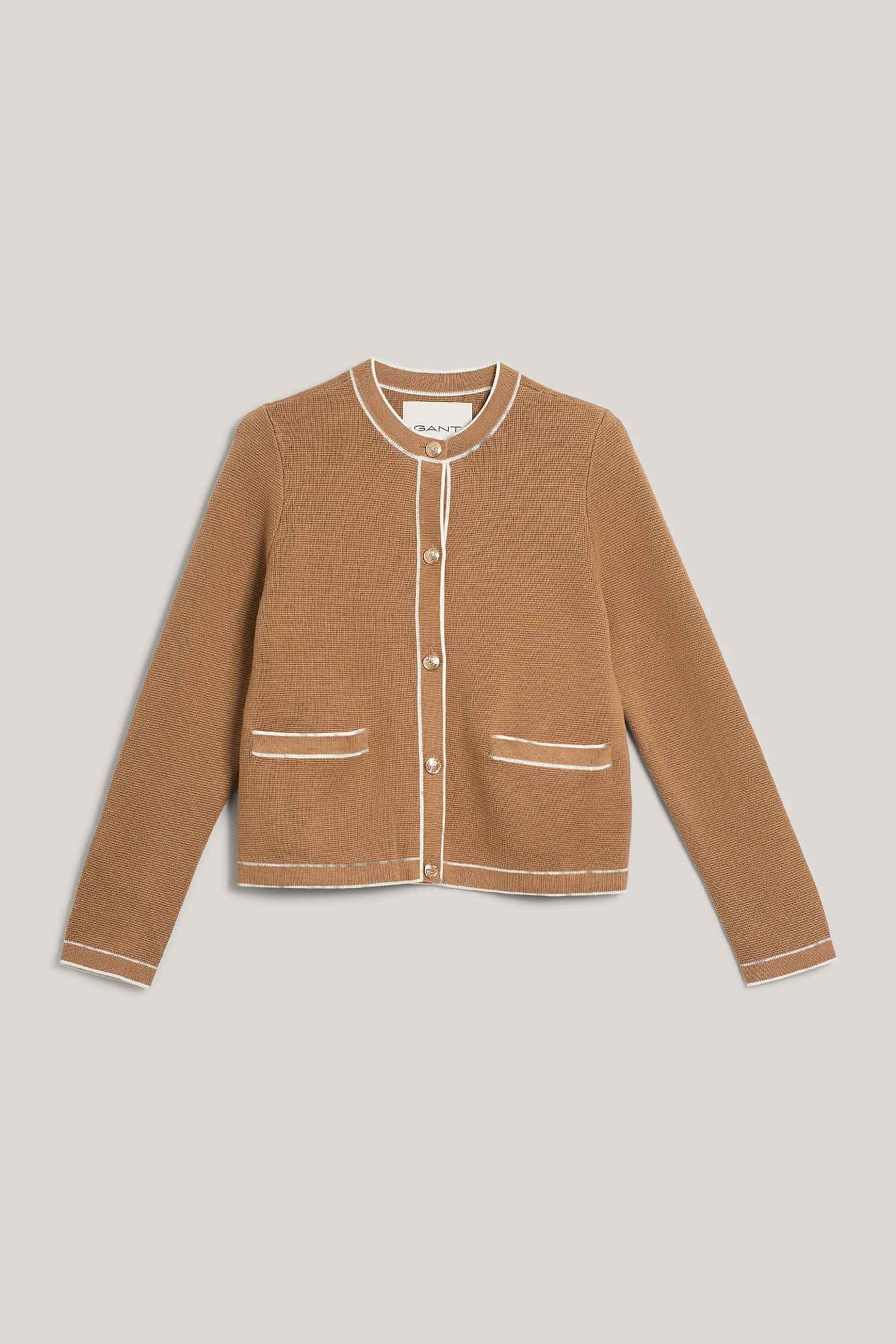 GANT Gant γυναικεία ζακέτα μονόχρωμη με χρυσά κουμπιά - 4805368 Μπεζ