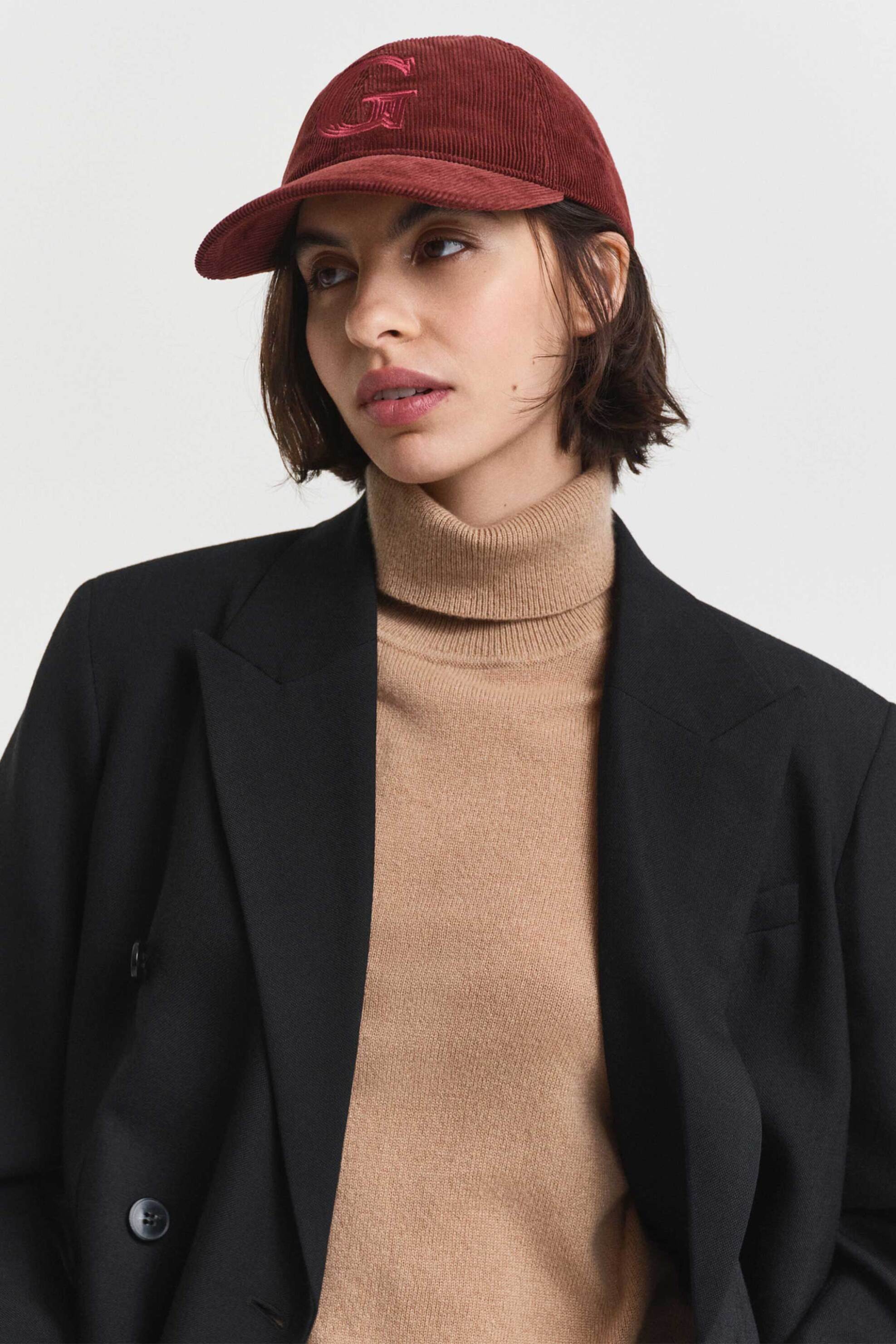 Gant γυναικείο κοτλέ καπέλο με κεντημένο monogram - 4901011 Μπορντό φωτογραφία