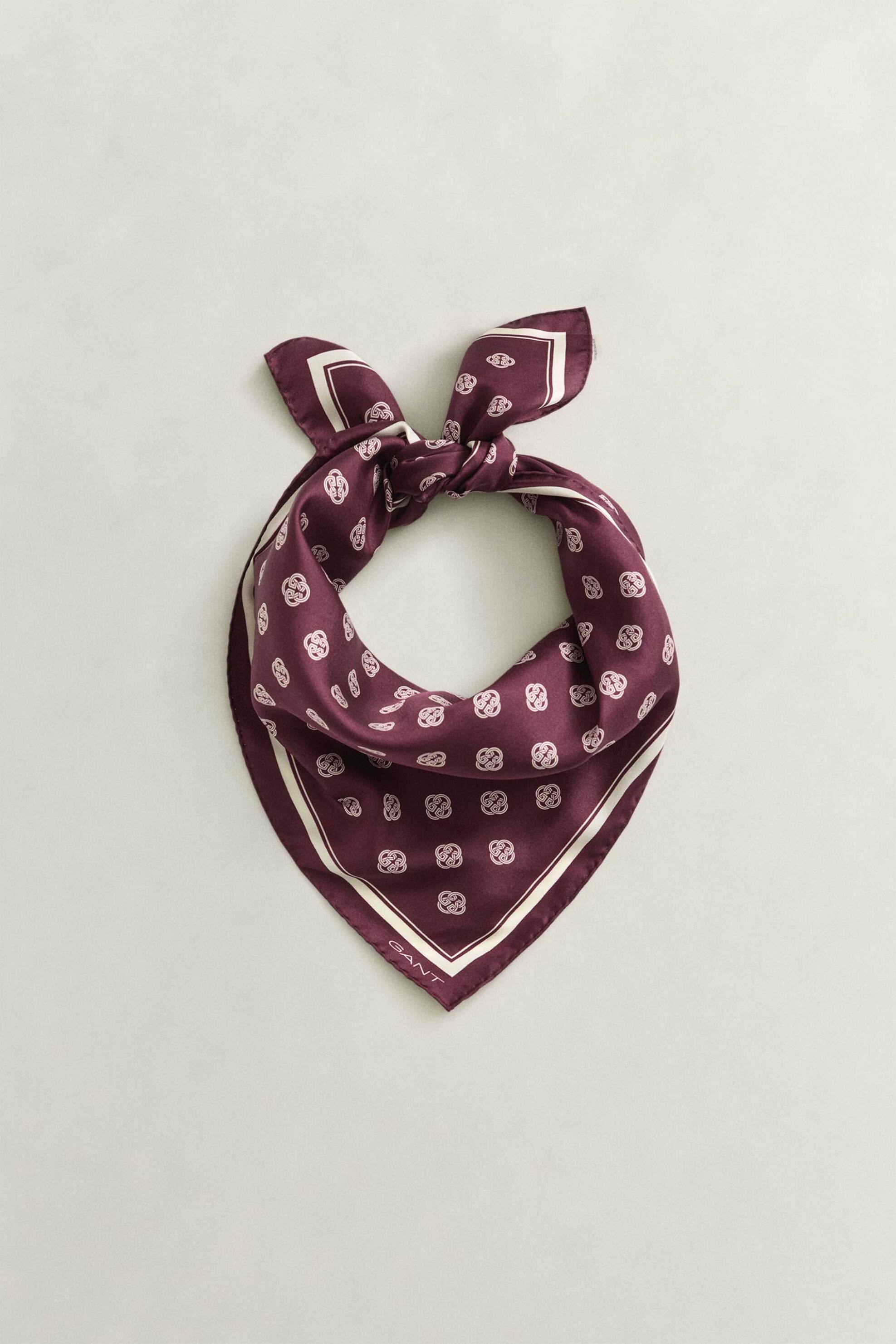 Gant γυναικείο μεταξωτό φουλάρι με all-over monogram pattern - 4920287 Μπορντό Σκούρο
